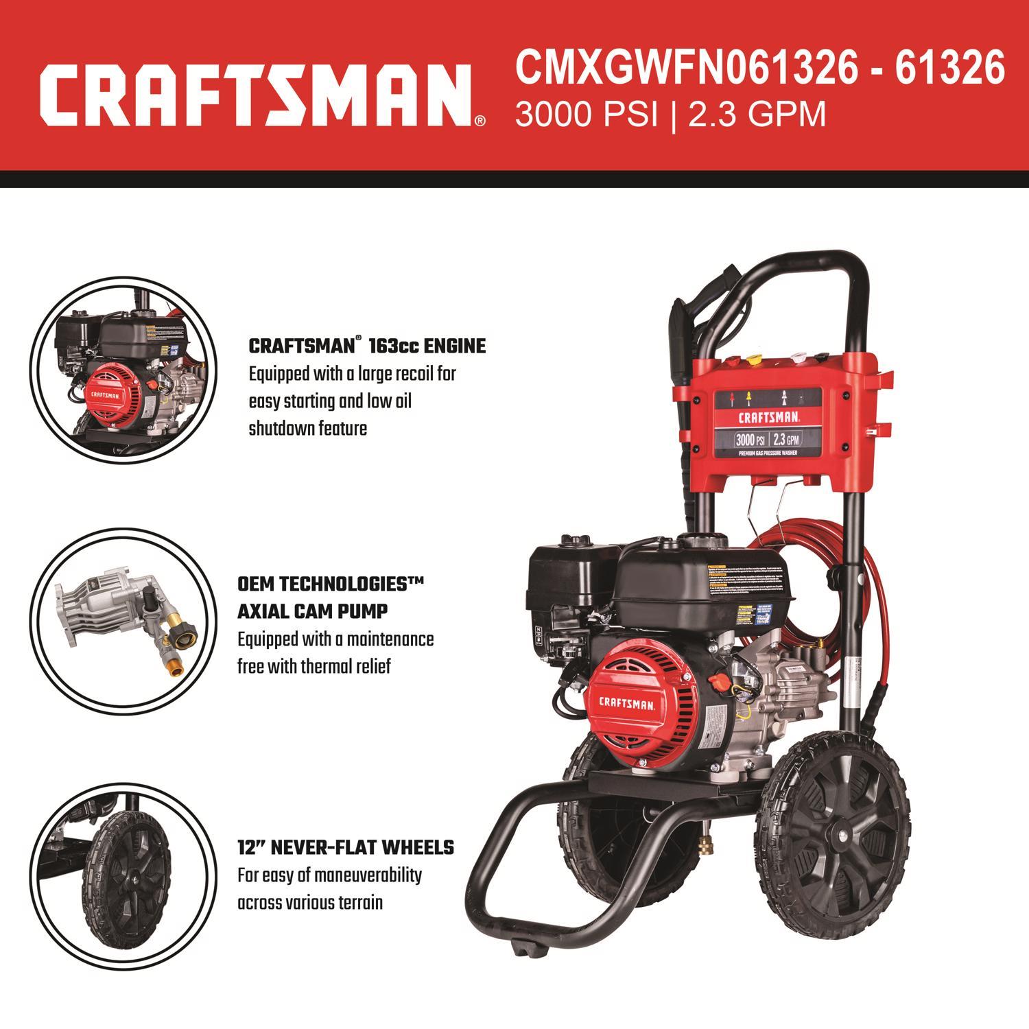 Craftsman CMXGWFN061326 3000 psi Gas 2.3 gpm Pressure Washer