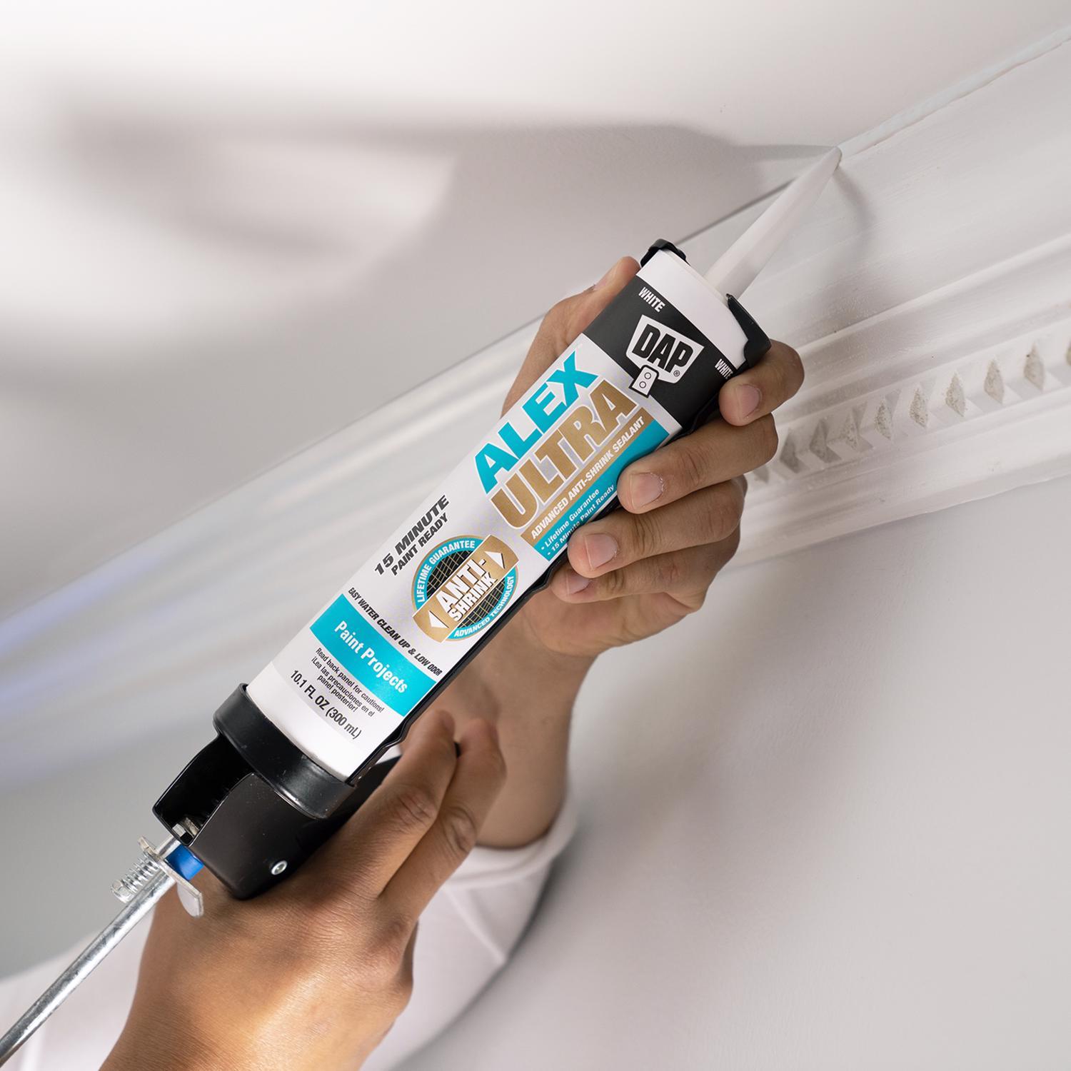 DAP Alex Ultra White Elastomeric Acrylic Latex All Purpose Waterproof Sealant 10.1 oz