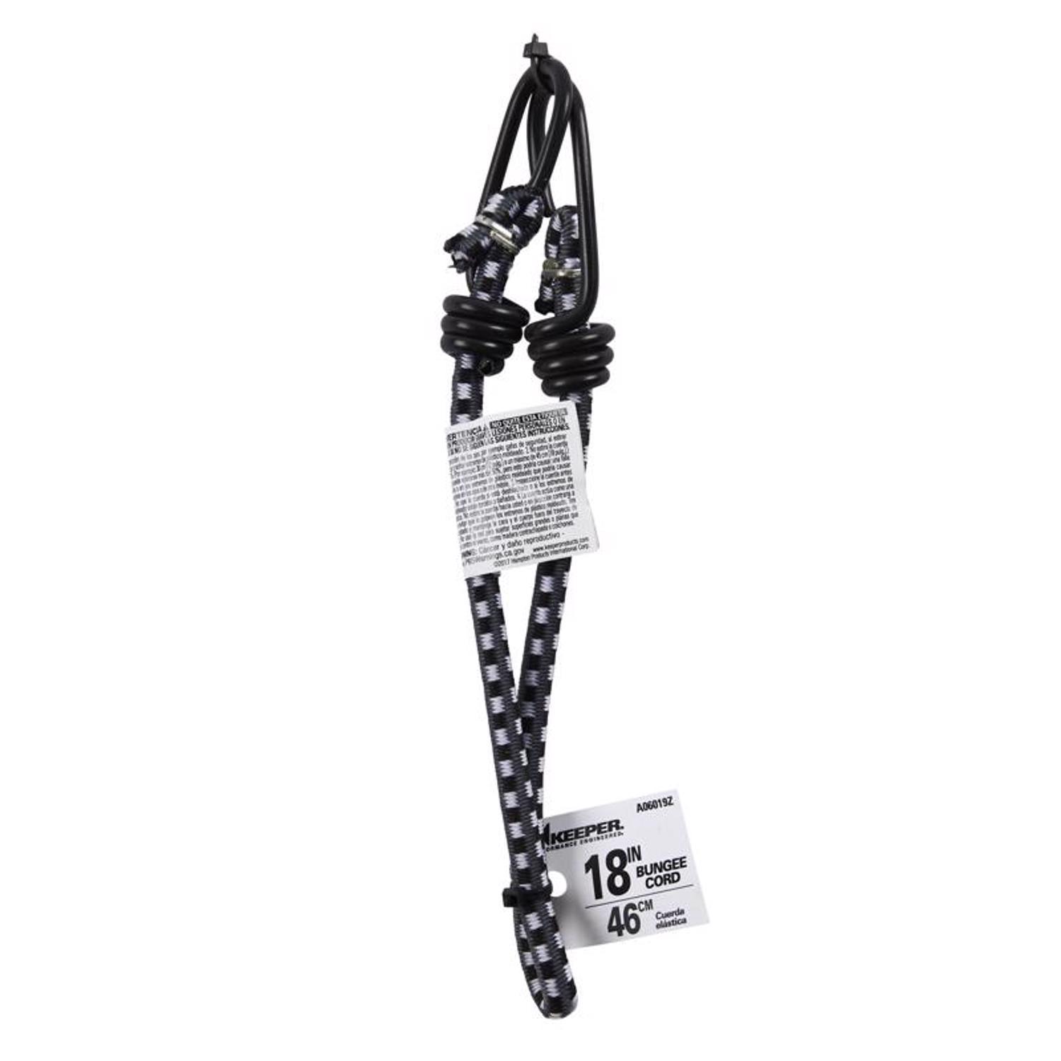 Keeper Black/White Bungee Cord 18 in. L X 0.315 in. 1 pk