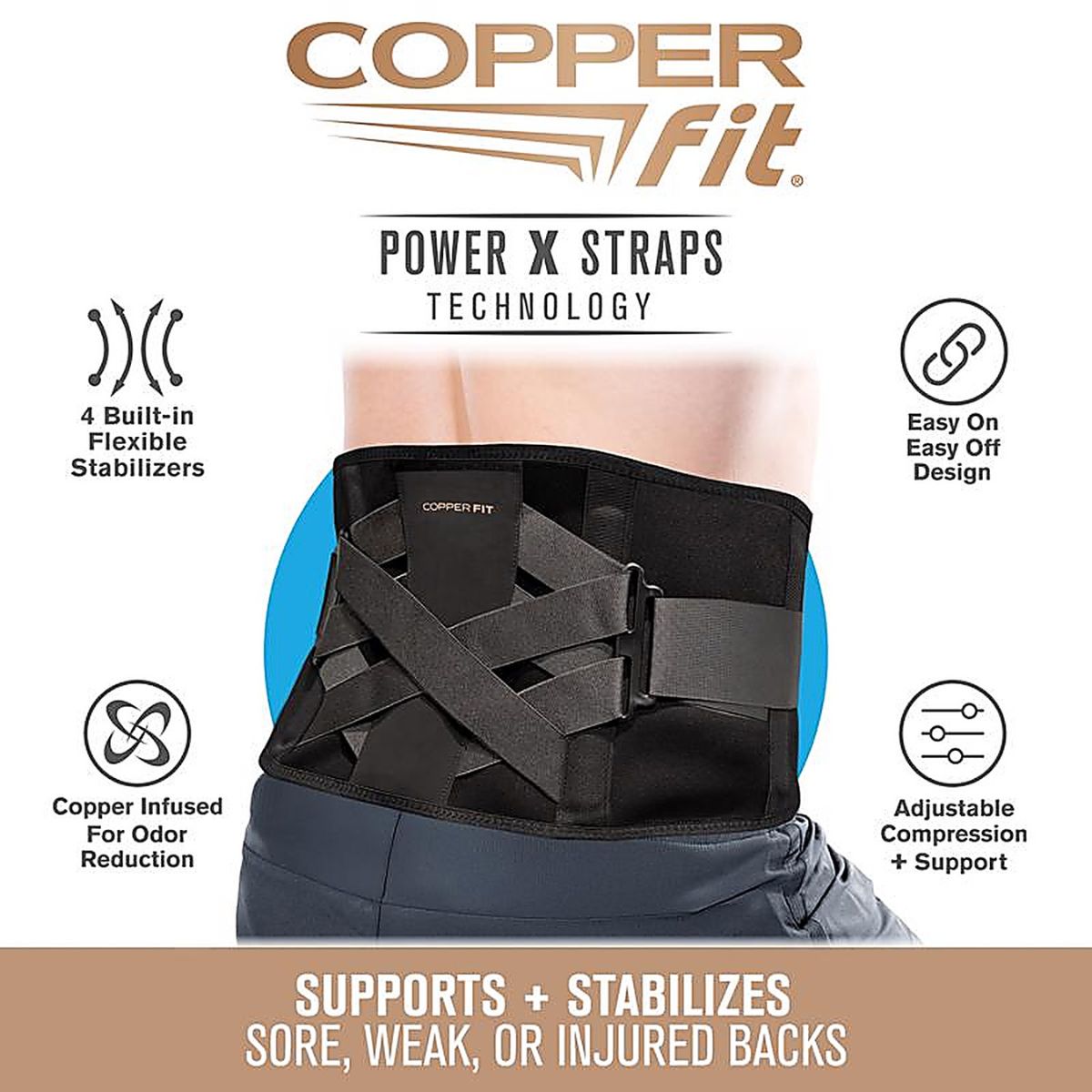 Copper Fit Back Pro X Straps Compression Back Support Belt