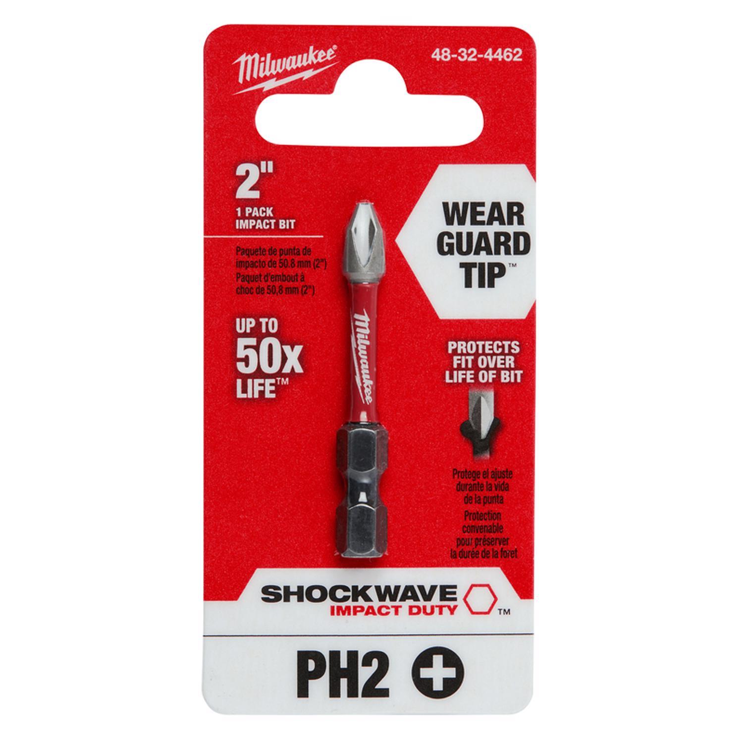 Milwaukee Shockwave Phillips #2 X 2 in. L Screwdriver Bit Steel 1 pc