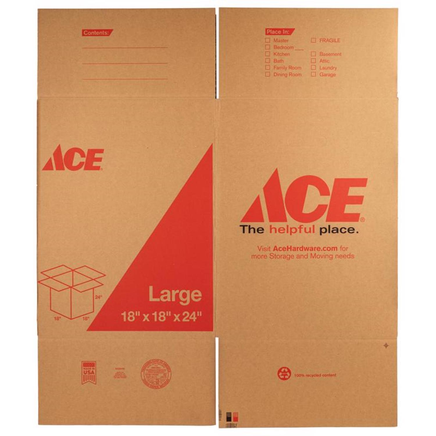 Ace 24 in. H X 18 in. W X 18 in. L Cardboard Corrugated Box 1 pk