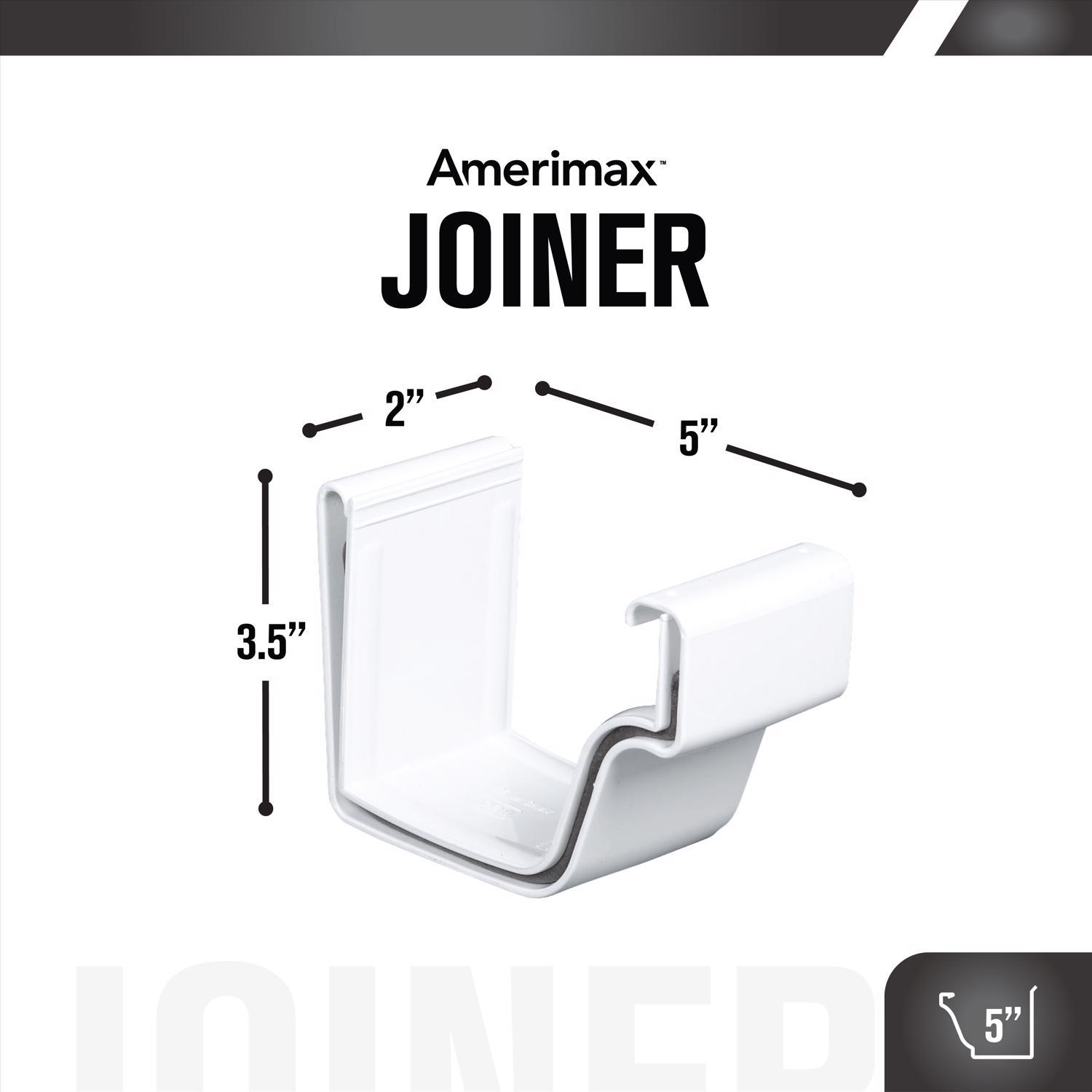 Amerimax 3.5 in. H X 3.5 in. W X 5 in. L White Vinyl K Gutter Connector
