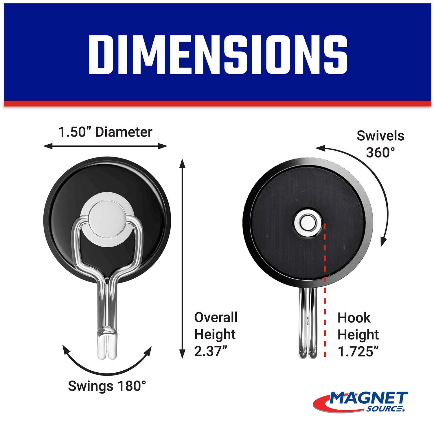 Magnet Source.29 in. L X 1.5 in. W Black Rotating Magnetic Hook 65 lb. pull 1 pc