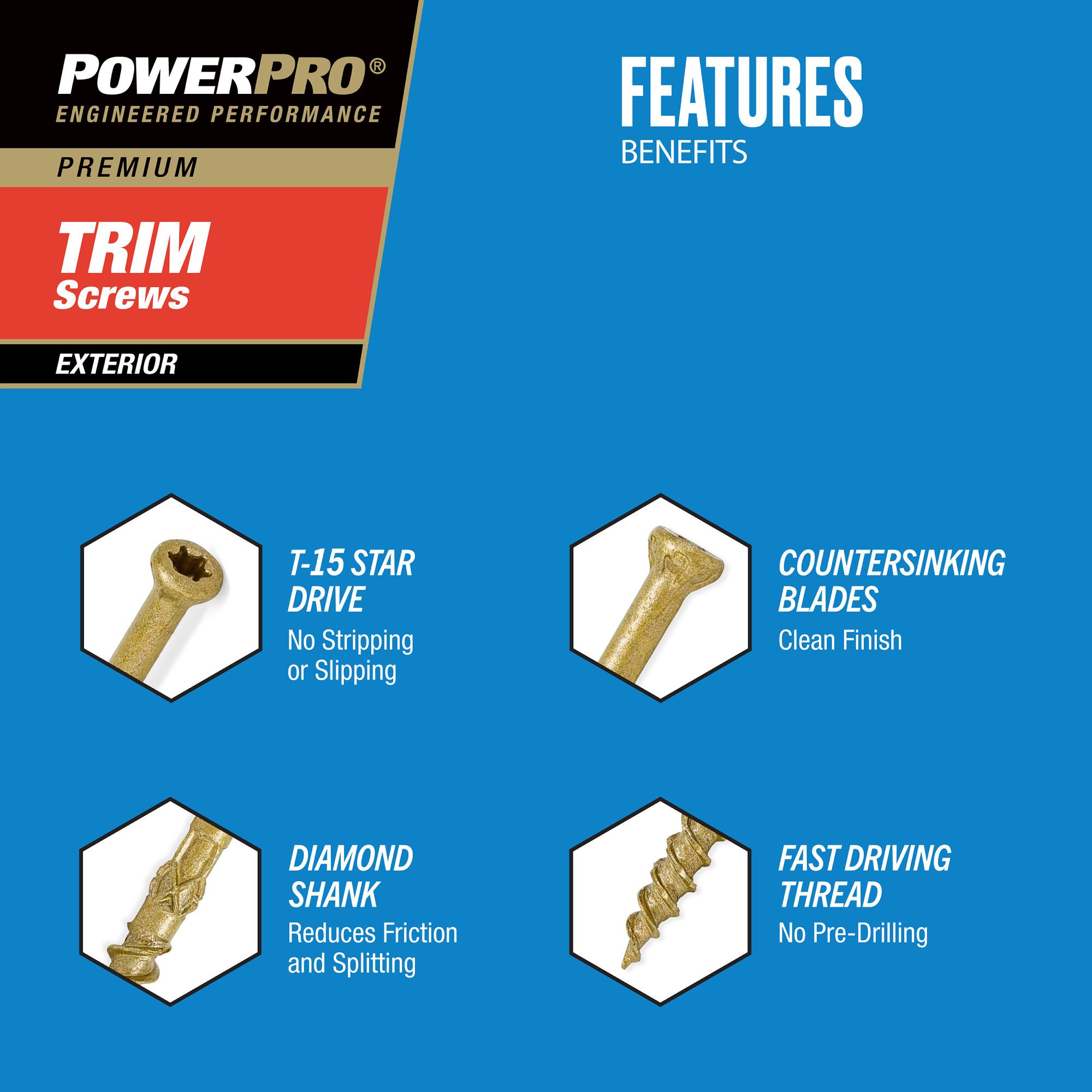 Power Pro Premium Bronze Exterior Trim Screws (#8 x 3 in.) - 494 pc