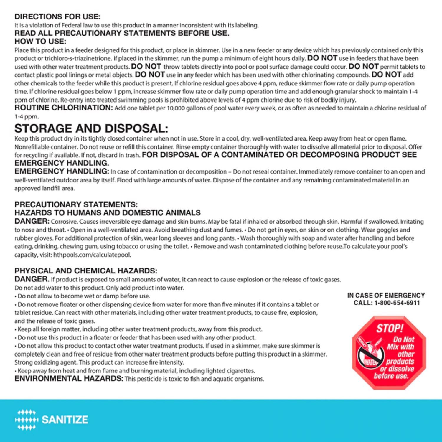 HTH Pool Care 3" Tablet Chlorinating Chemicals 5 lb