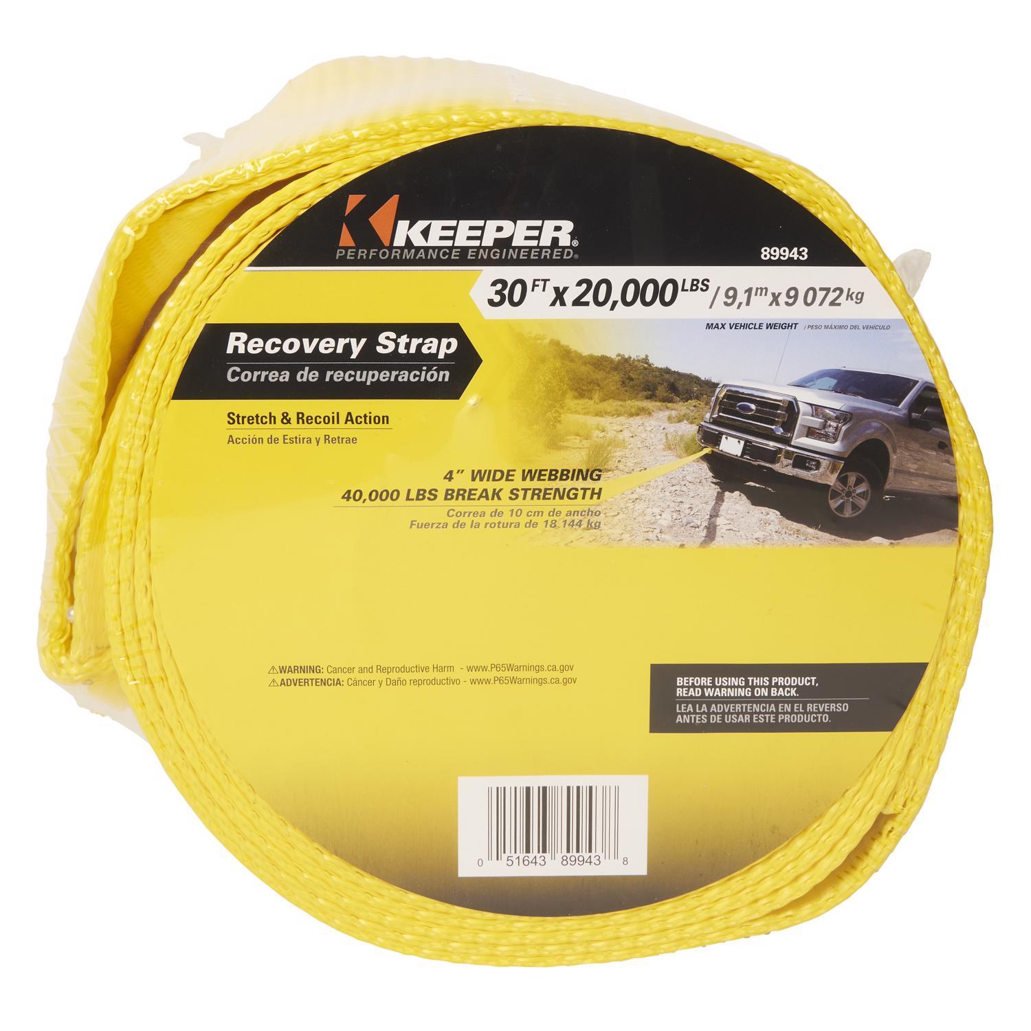 Keeper 4 in. W X 30 ft. L Yellow Vehicle Recovery Strap 20000 lb 1 pk