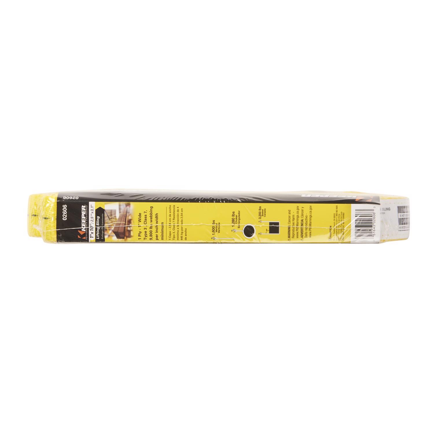 Keeper 1 in. W X 10 ft. L Black/Yellow Lifting Sling 3200 lb 1 pk