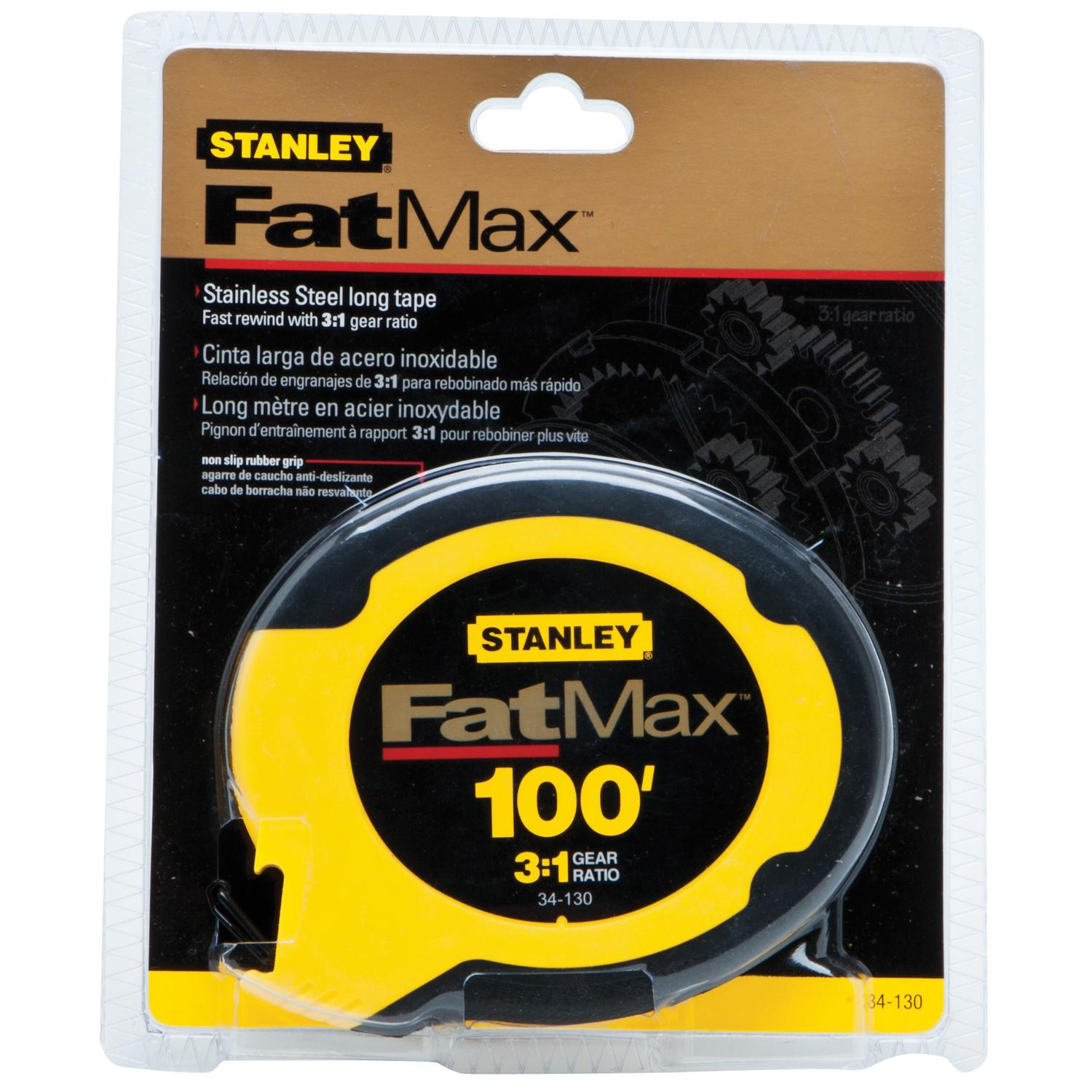 Stanley FatMax 100 ft. L X 0.38 in. W Compact Wide Blade Long Tape Measure 1 pk