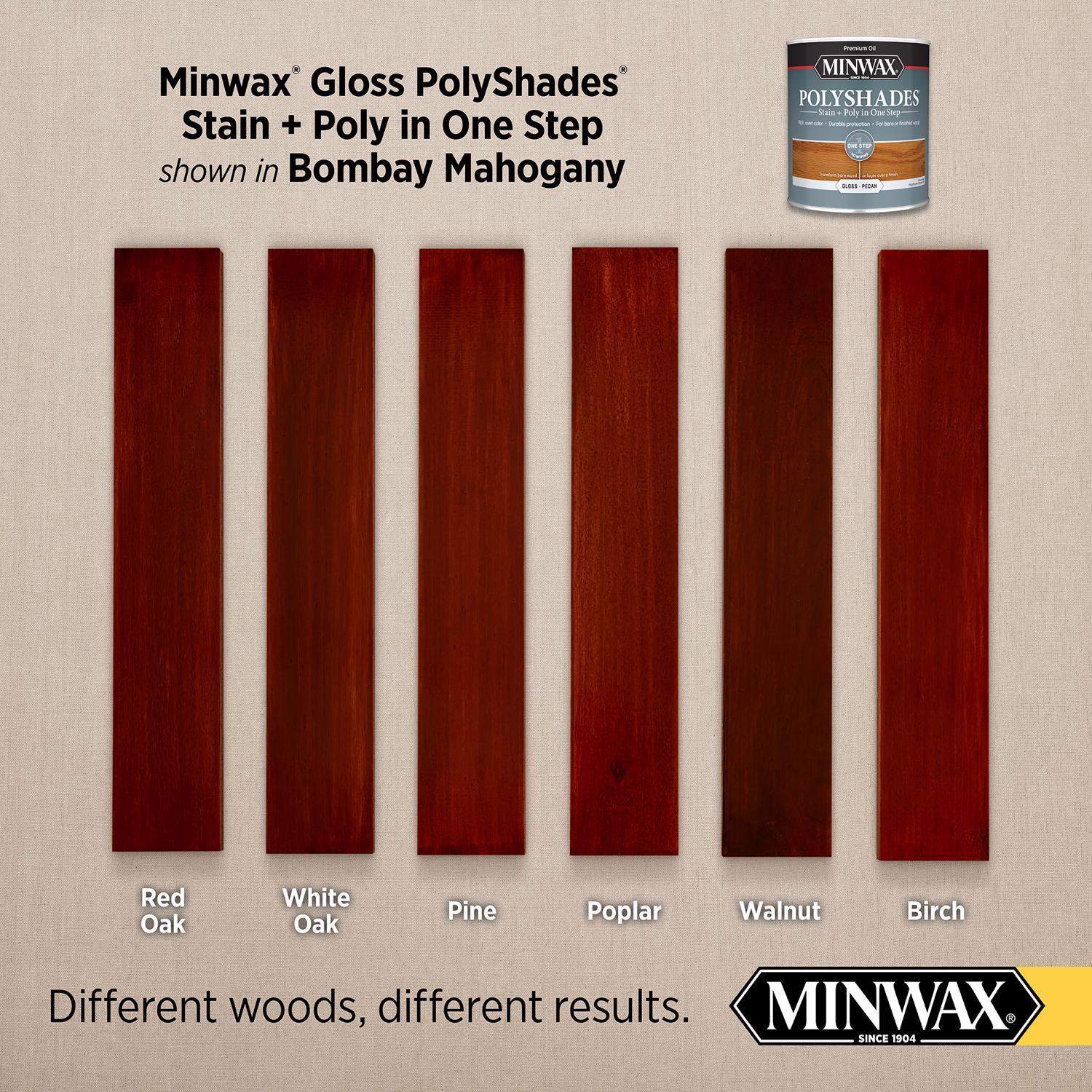 Minwax PolyShades Semi-Transparent Gloss Bombay Mahogany Stain/Polyurethane Finish 1 qt
