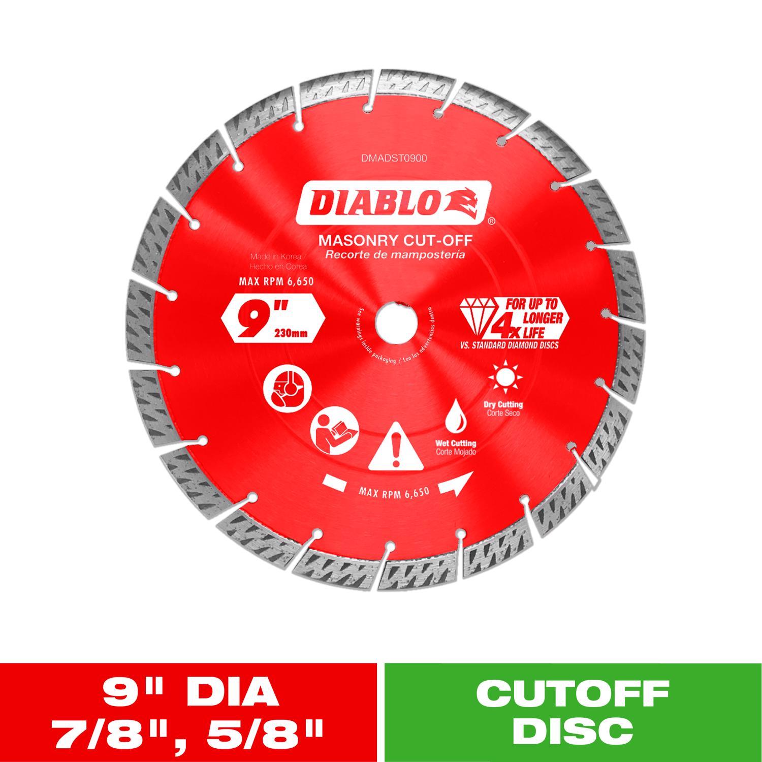 Diablo 9 in. D X 7/8 in. X.102 in. thick Diamond Turbo Rim Masonry Cut-Off Disc