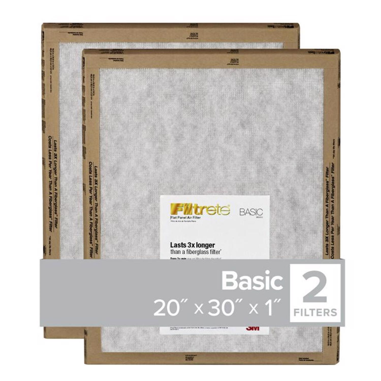 Filtrete 20 in. W X 30 in. H X 1 in. Synthetic 2 MERV Flat Panel Filter 2 pk