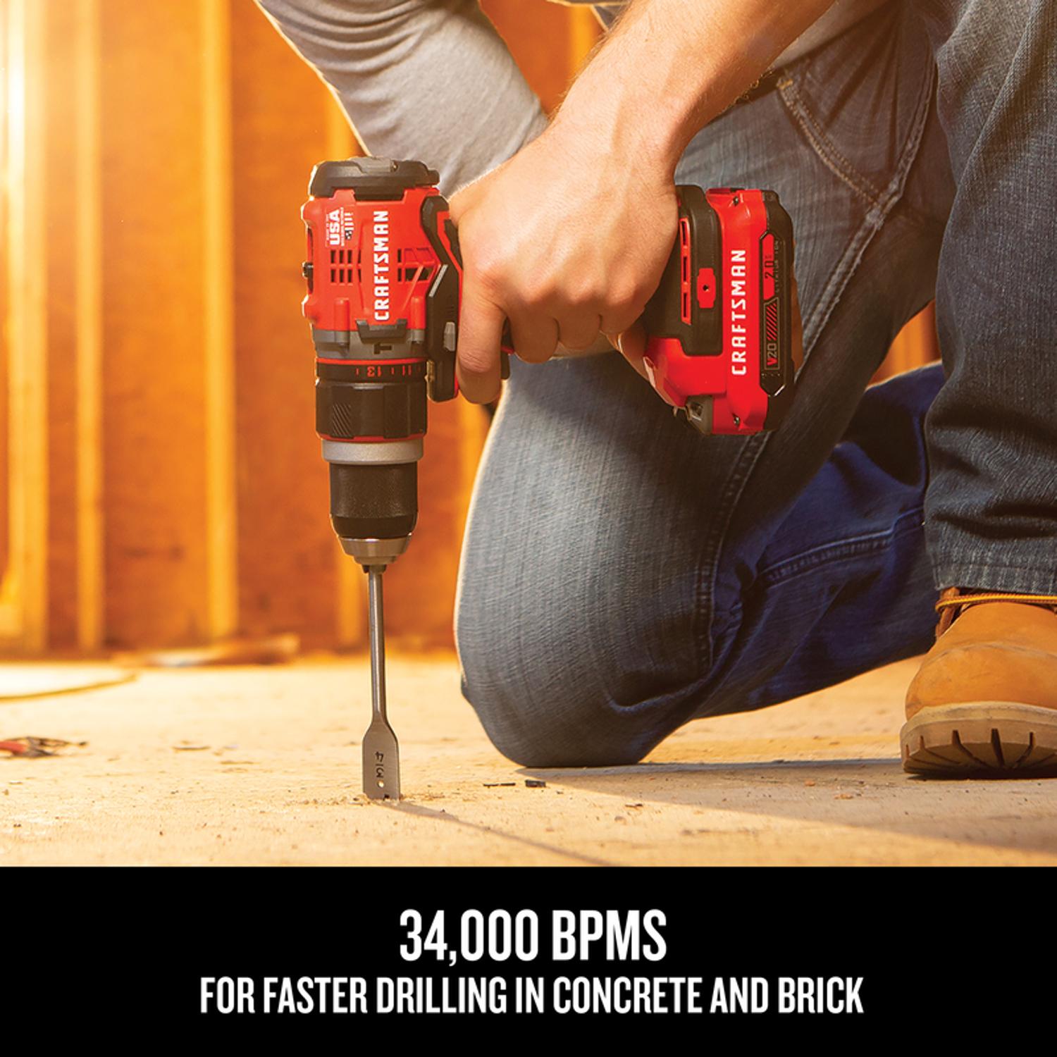 Craftsman V20 1/2 in. Brushless Cordless Hammer Drill Kit (Battery & Charger)