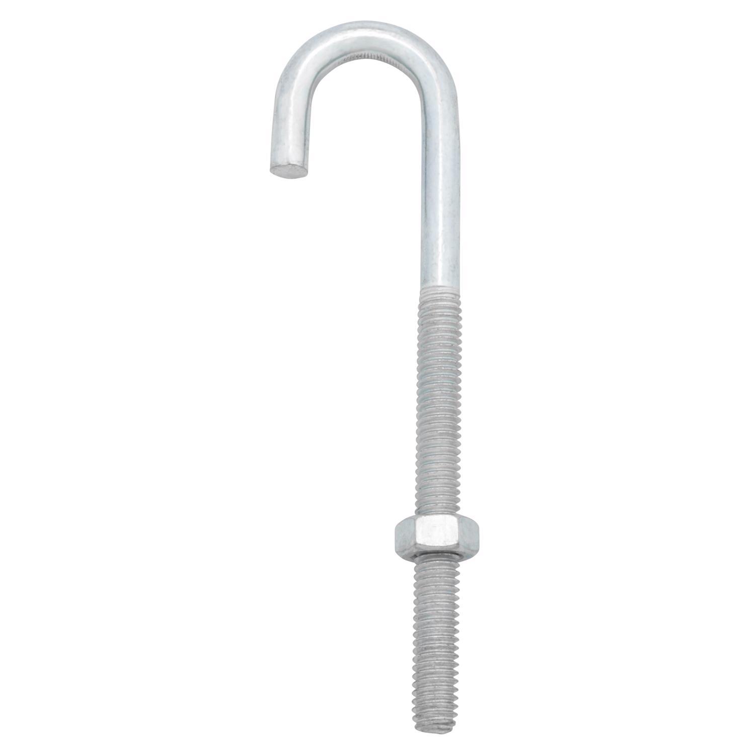 Hampton Medium Zinc-Plated Silver Zinc 5 in. L J-Bolt 150 lb 1 pk