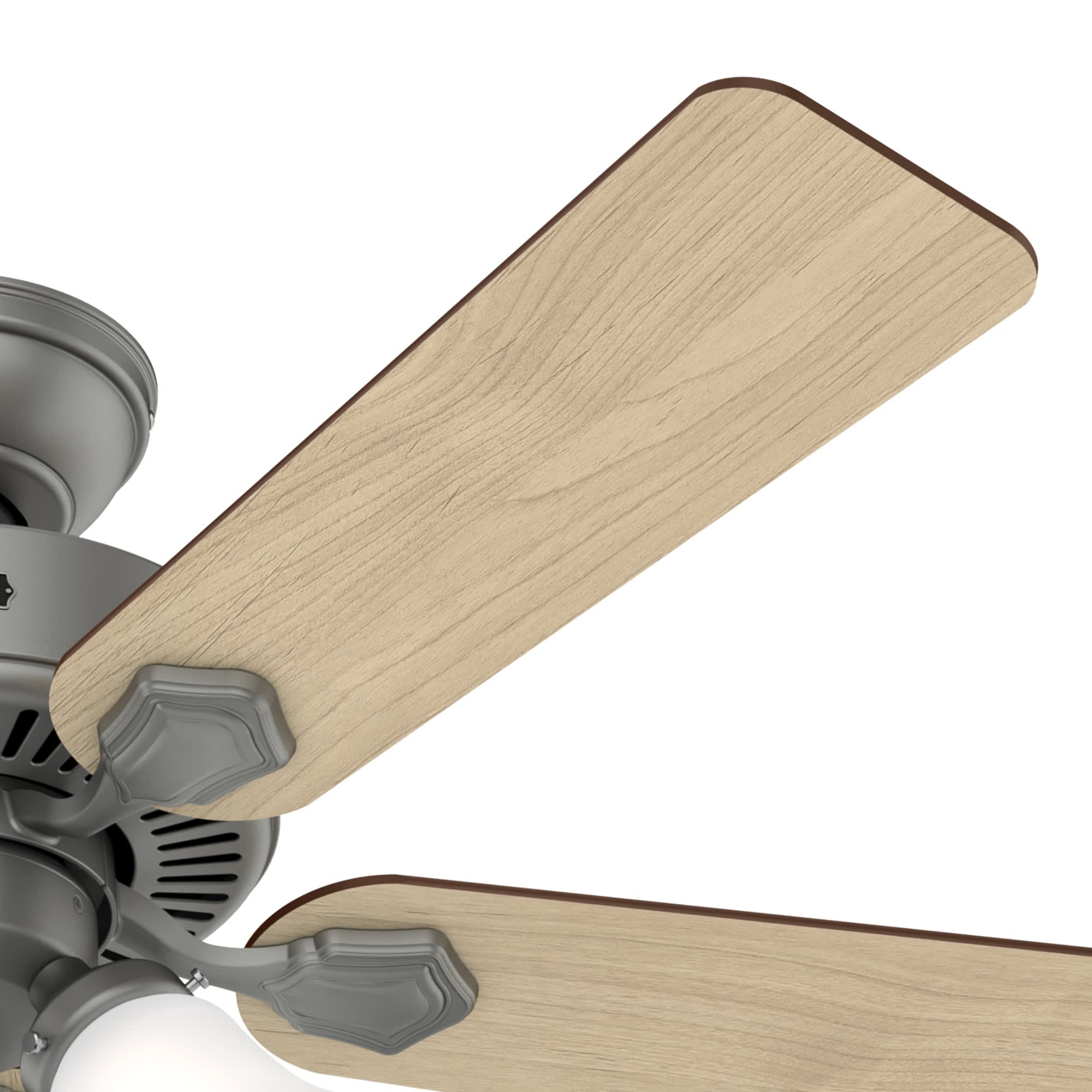 Hunter Fan Swanson 44 inch Matte Silver with Autumn Walnut / Natural Wood Blades Ceiling Fan