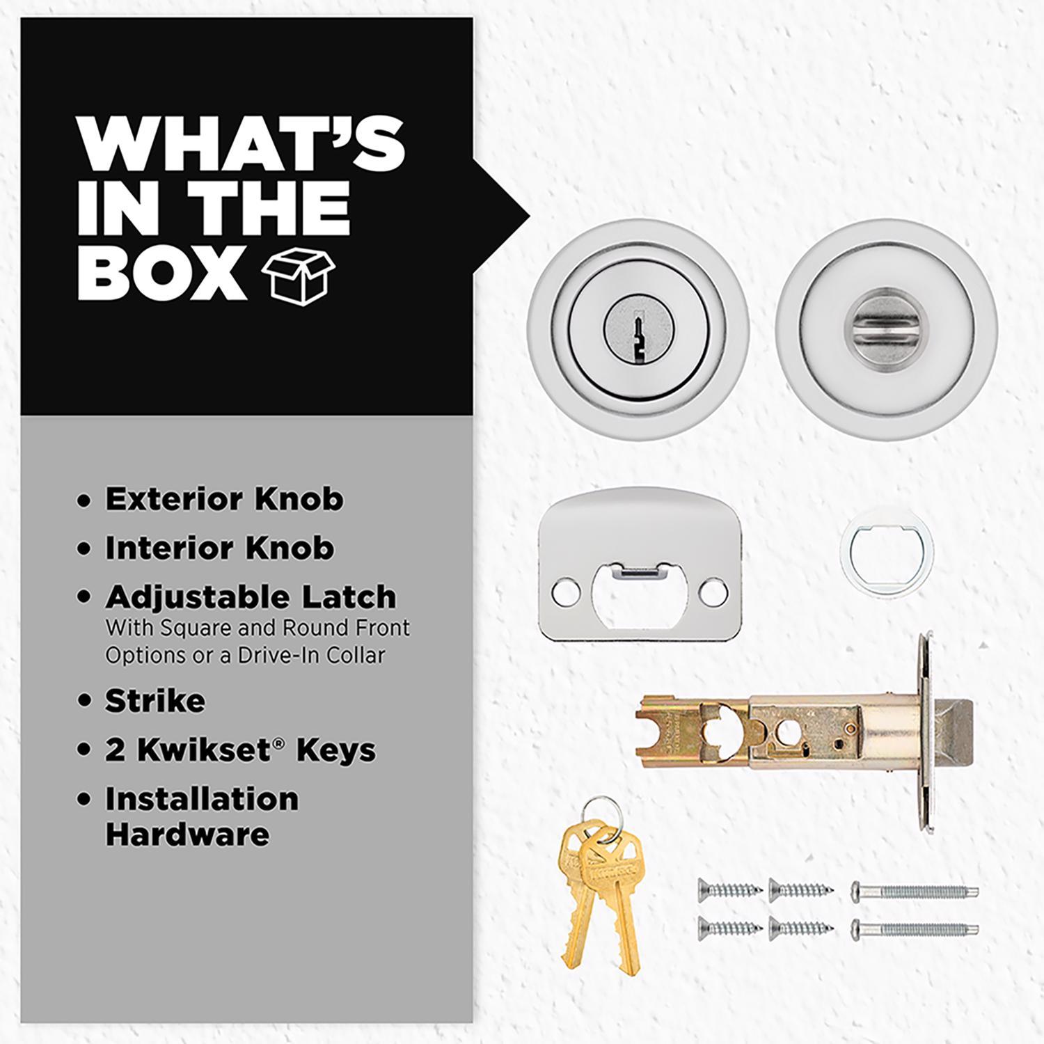 Kwikset Tylo Satin Chrome Entry Door Knob 1-3/4 in.
