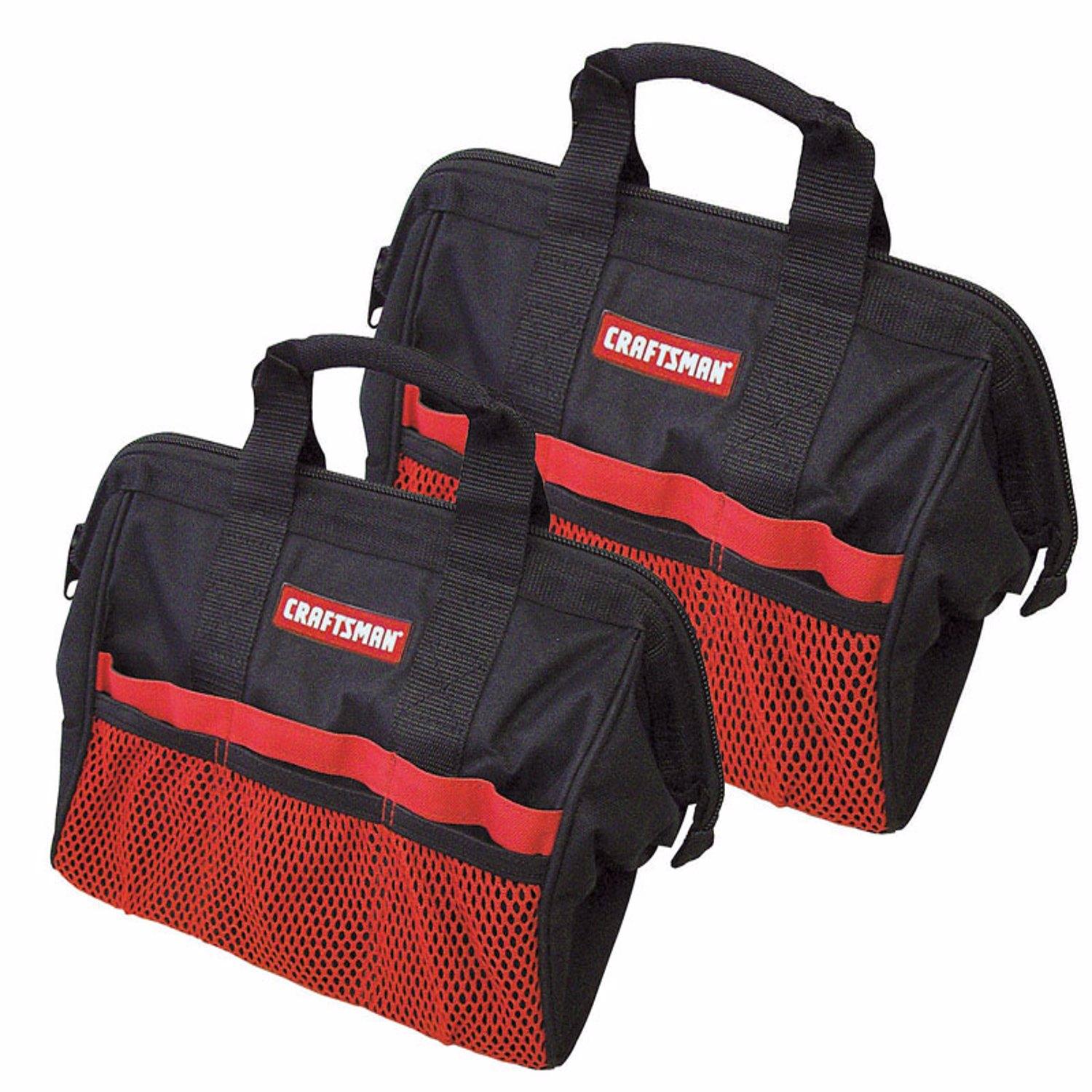 CRAFTSMAN 13 in. W X 18 in. H Ballistic Nylon Tool Bag Set Black/Red 2 pc