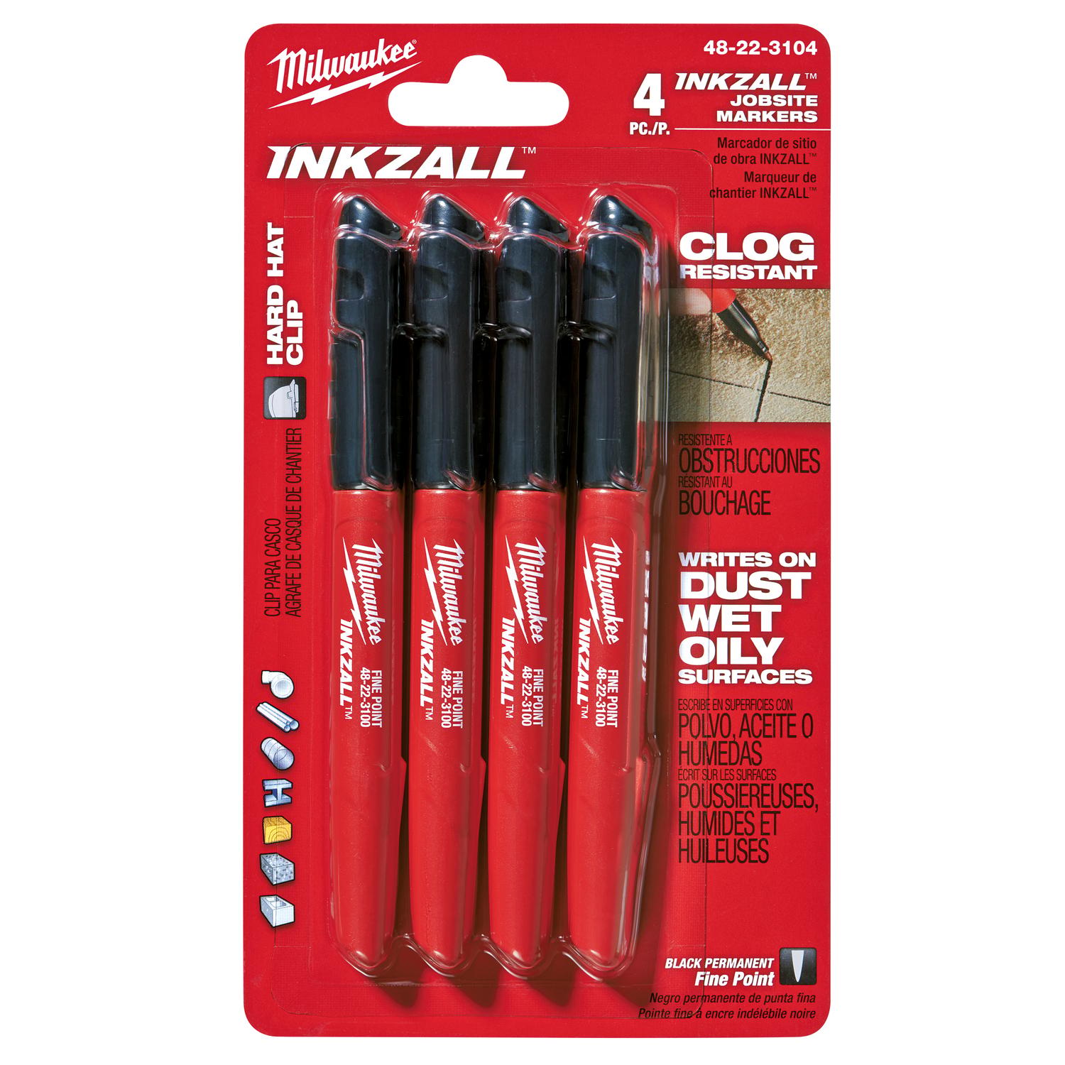 Milwaukee INKZALL Black Fine Tip Jobsite Marker 4 pk 2