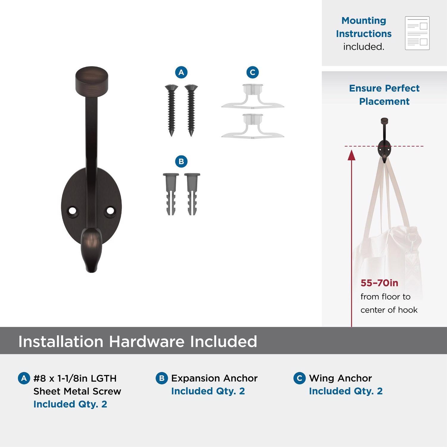 Amerock 5-1/2 in. L Bronze Zinc Medium Pilltop Coat and Hat Hook 1 pk