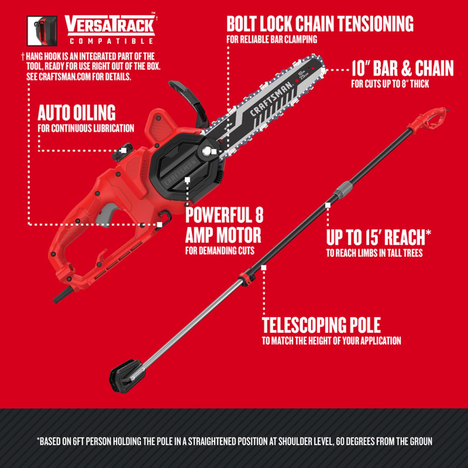 CRAFTSMAN CMECSP610 10 in. Electric Chainsaw/Pole Saw Combo