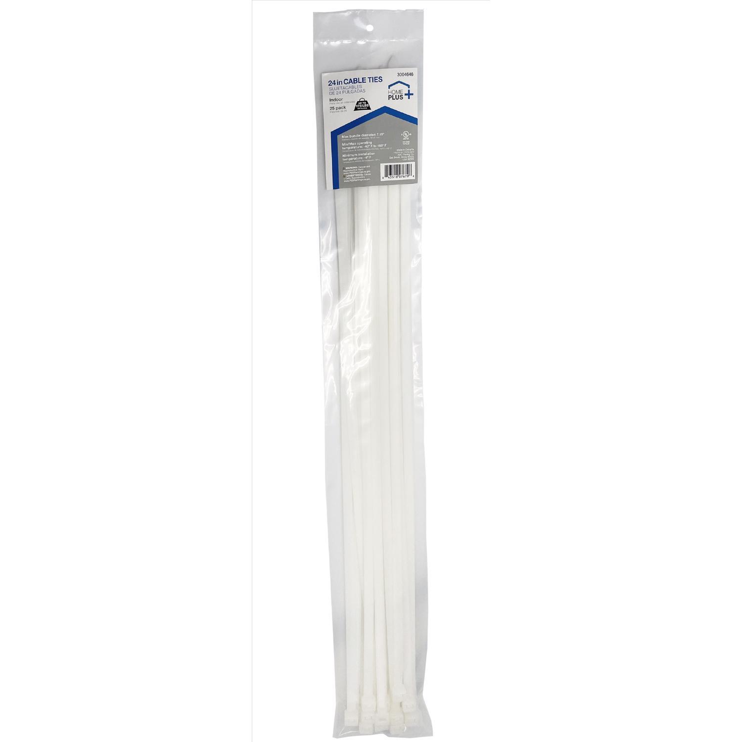 Home Plus 24 in. L White Cable Tie 25 pk
