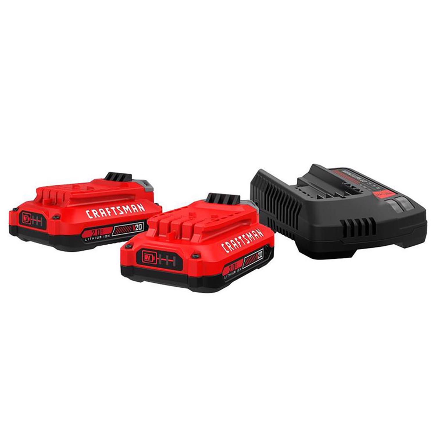 CRAFTSMAN V20 2 Ah Lithium-Ion Battery and Charger 3 pc