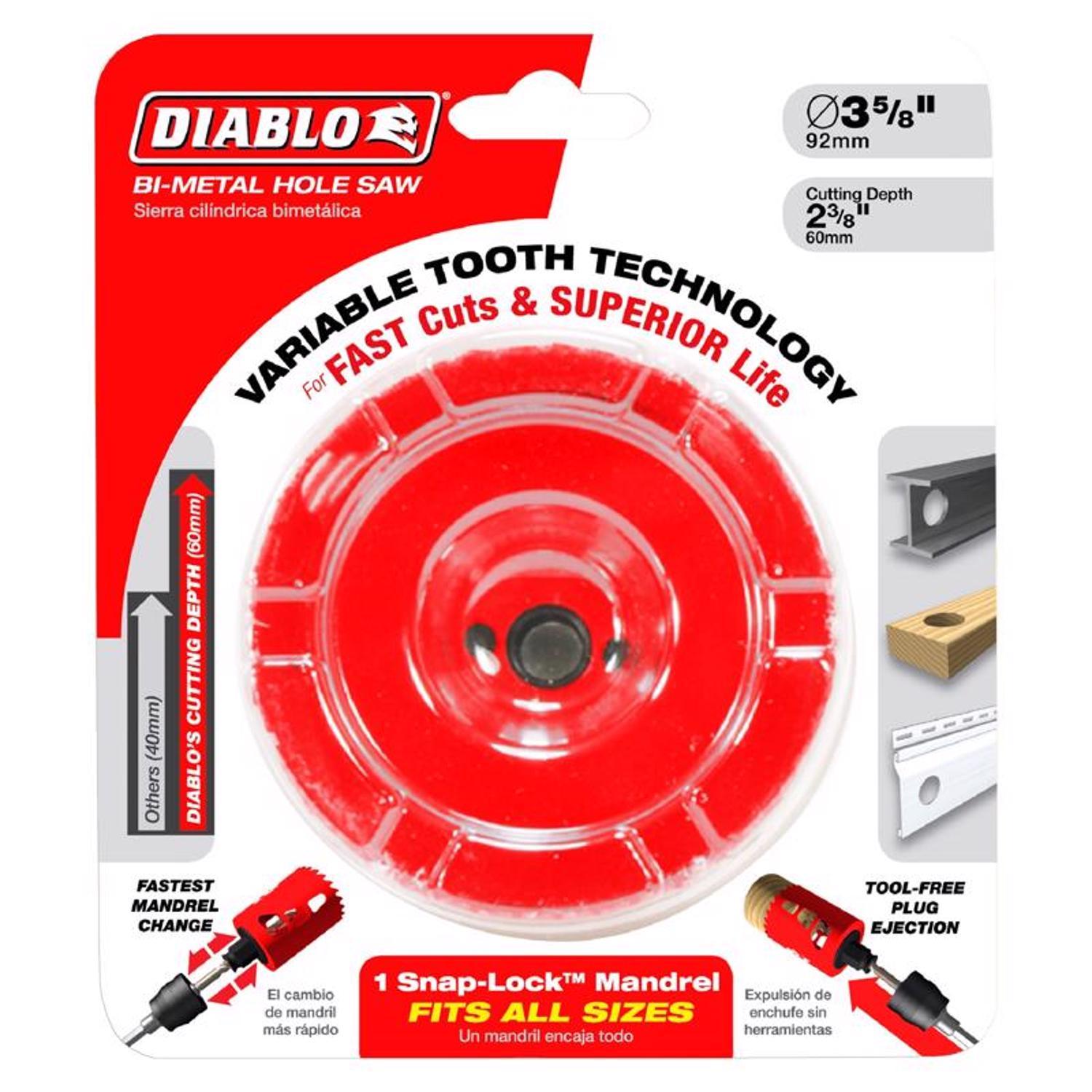 Diablo Snap-Lock Plus 4 in. Bi-Metal 2-3/8 in. L Hole Saw Arbor Included