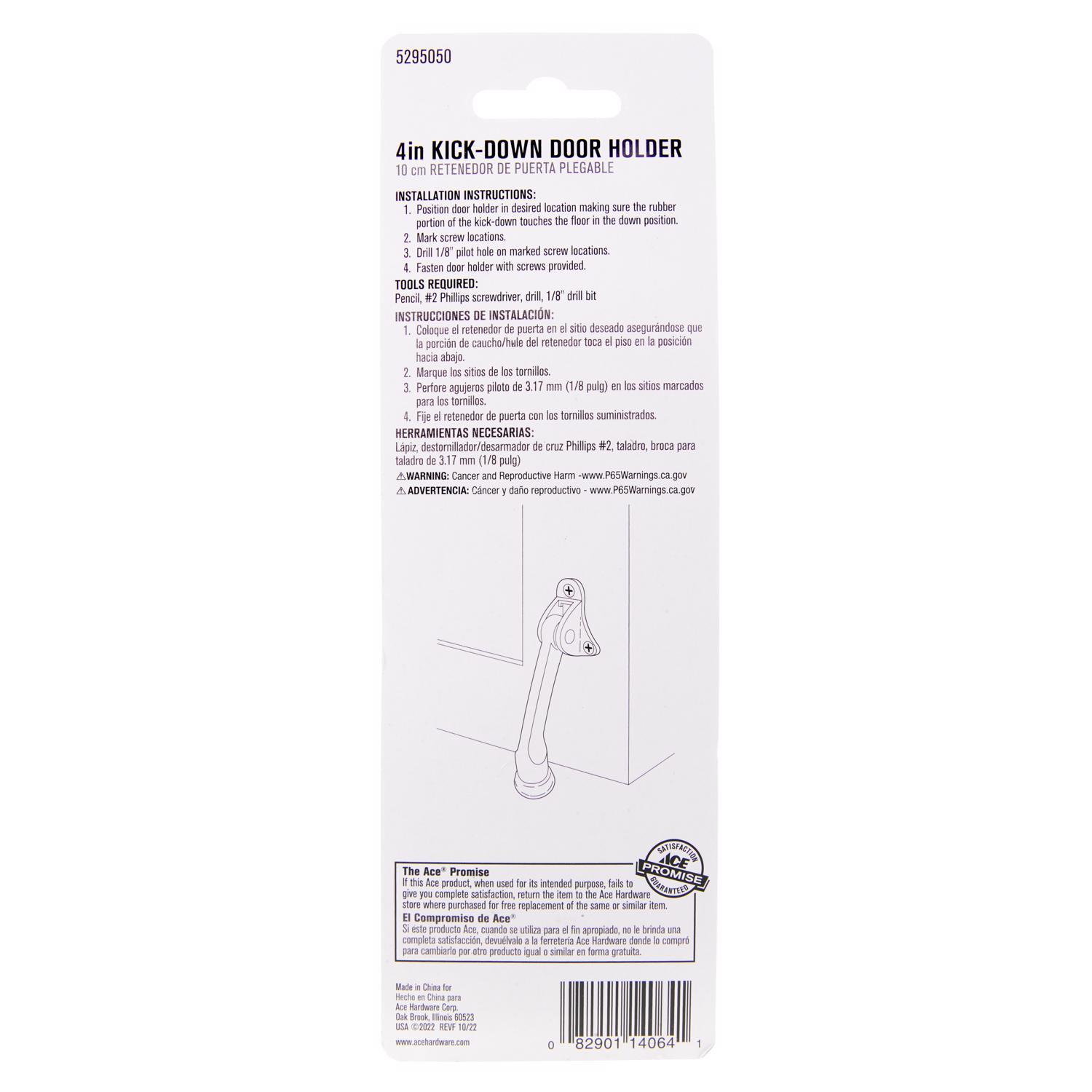 Ace 4 in. W Metal White Kick-Down Door Holder Mounts to door and wall 0 in.