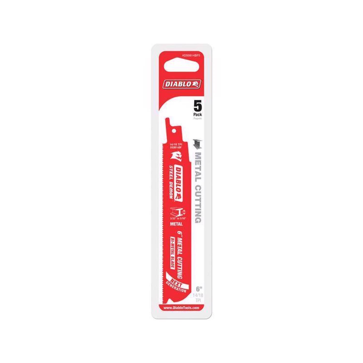 Diablo 6 in. Bi-Metal Medium Metal Reciprocating Saw Blade 14/18 TPI 5 pk