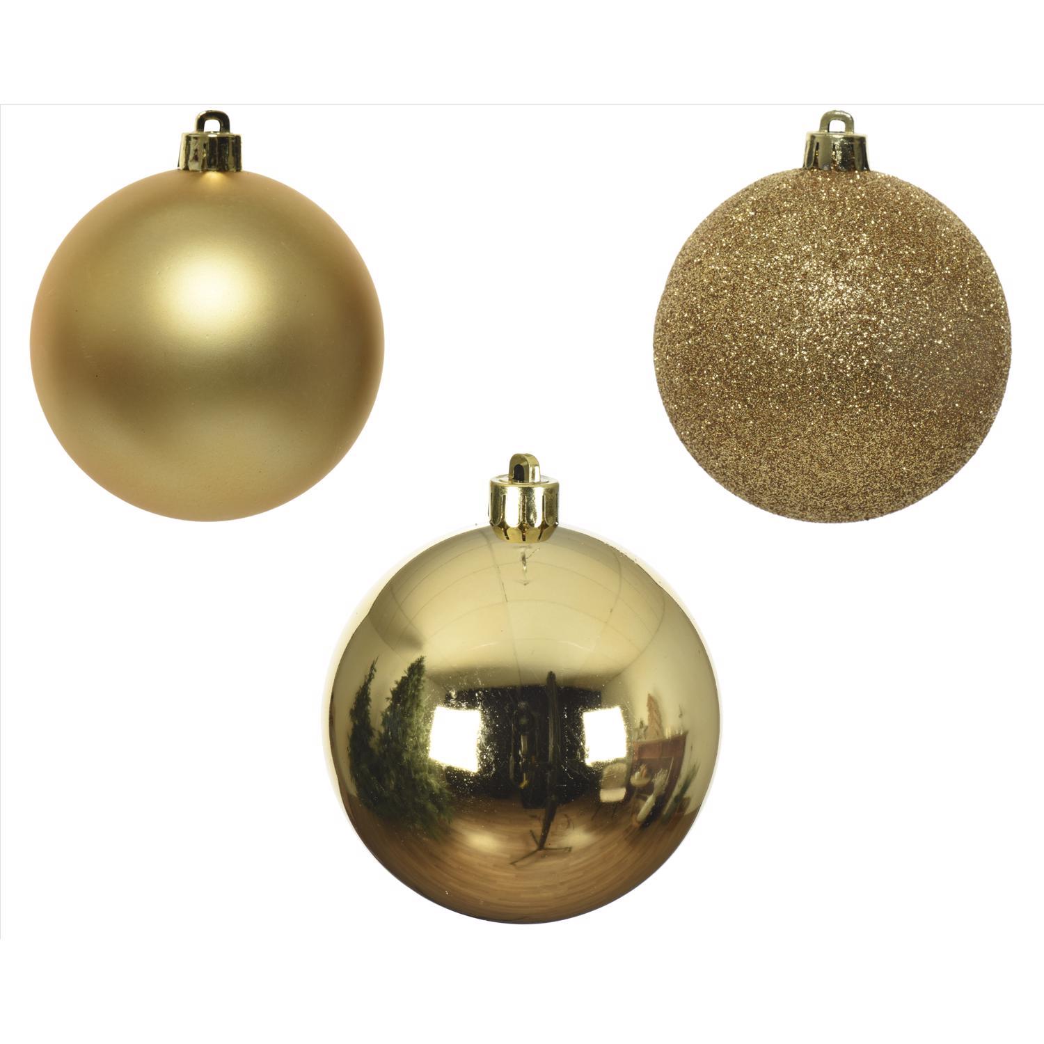 Decoris Gold Shatterproof Baubles Ornaments 2 in.