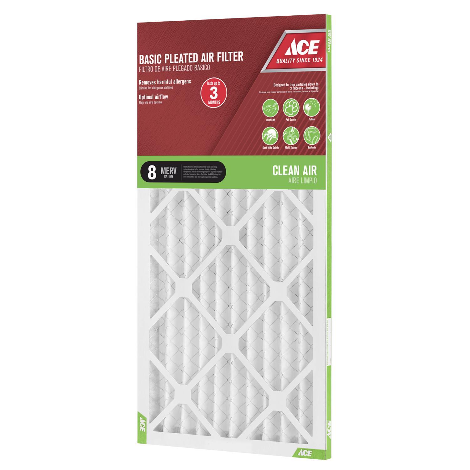 Ace 12 in. W X 24 in. H X 1 in. Synthetic 8 MERV Pleated Air Filter 1 pk