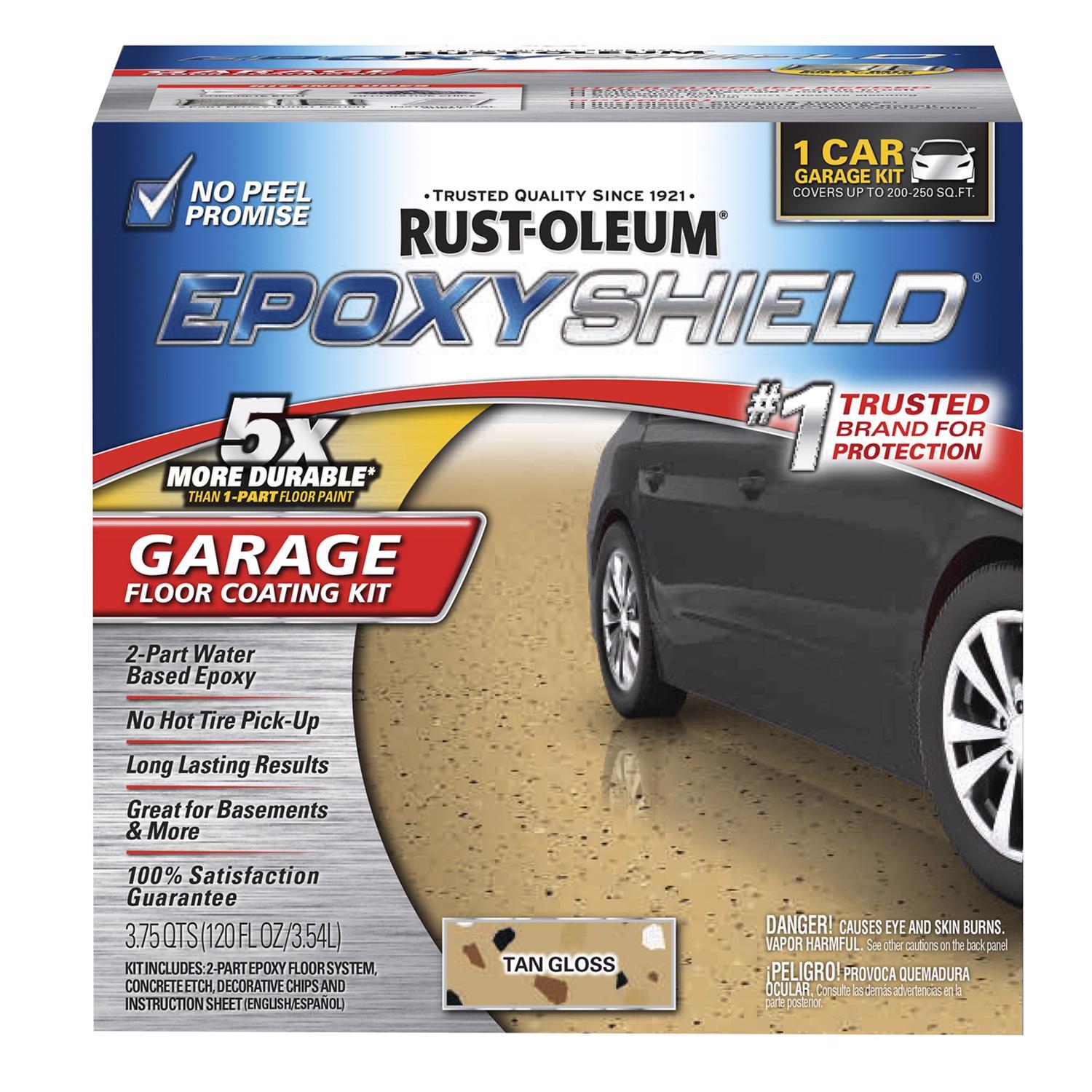 Rust-Oleum EpoxyShield Gloss Tan Water-Based Amine Cured Epoxy Garage Floor Coating Kit 1 gal
