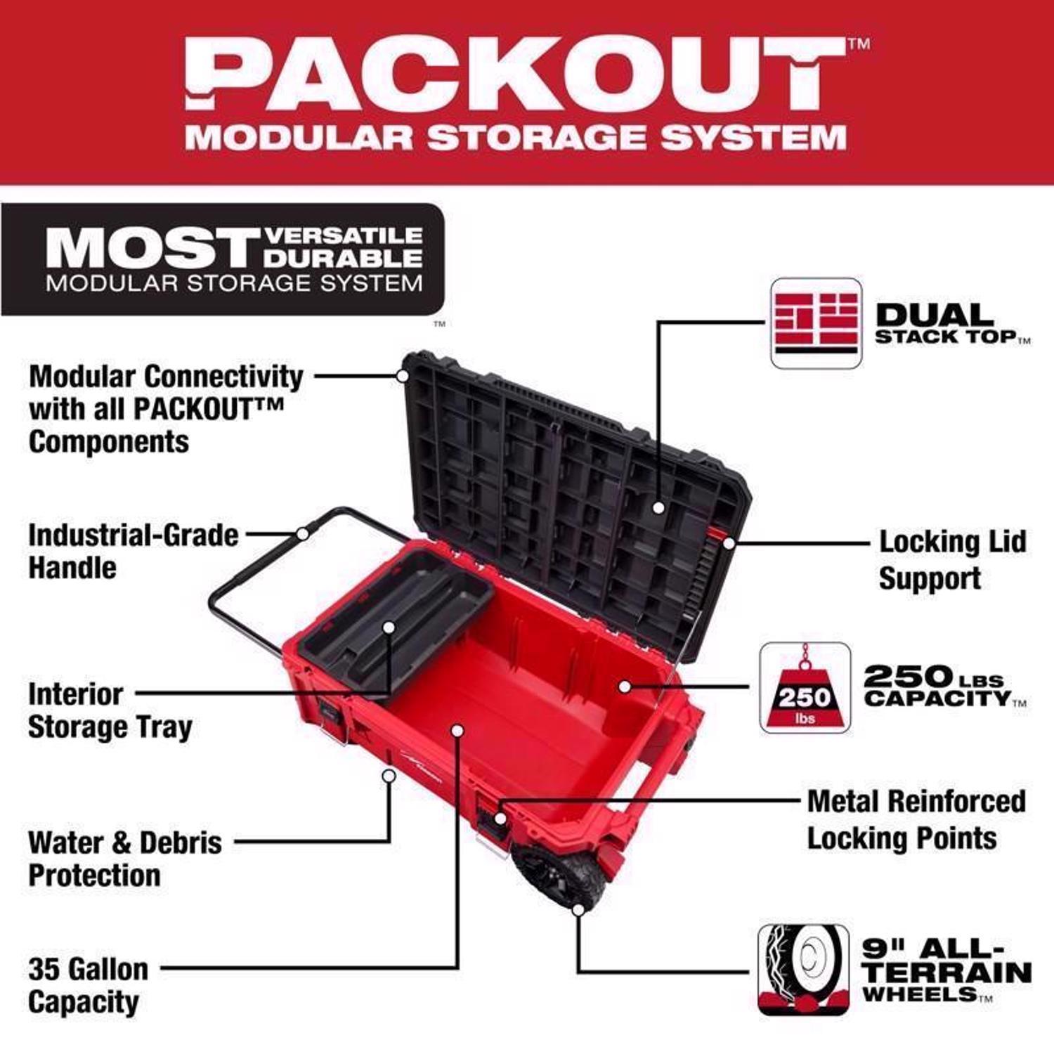 Milwaukee Packout 38 in. Rolling Modular Tool Chest Black/Red