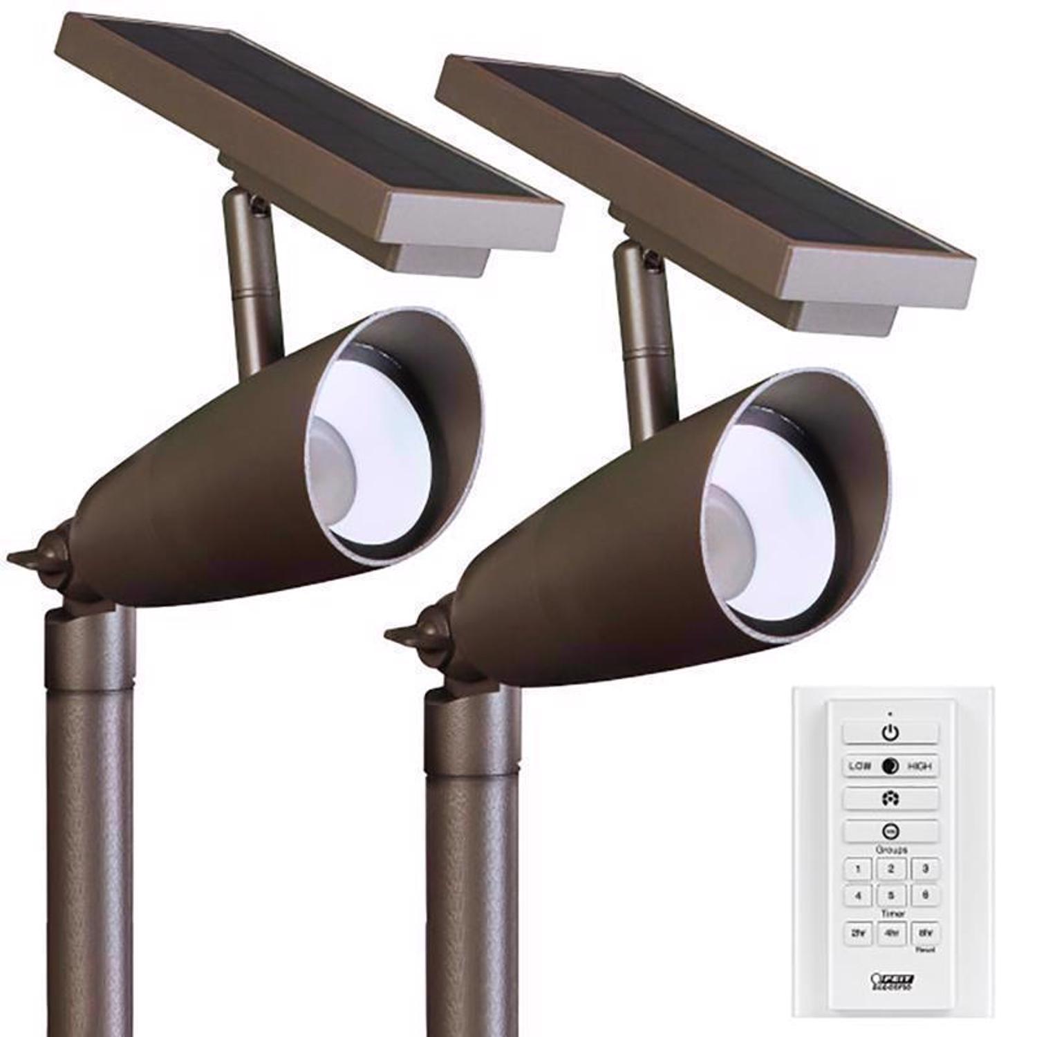 Feit OneSync Bronze Solar Powered/Remote 1 W LED Spotlight 2 pk