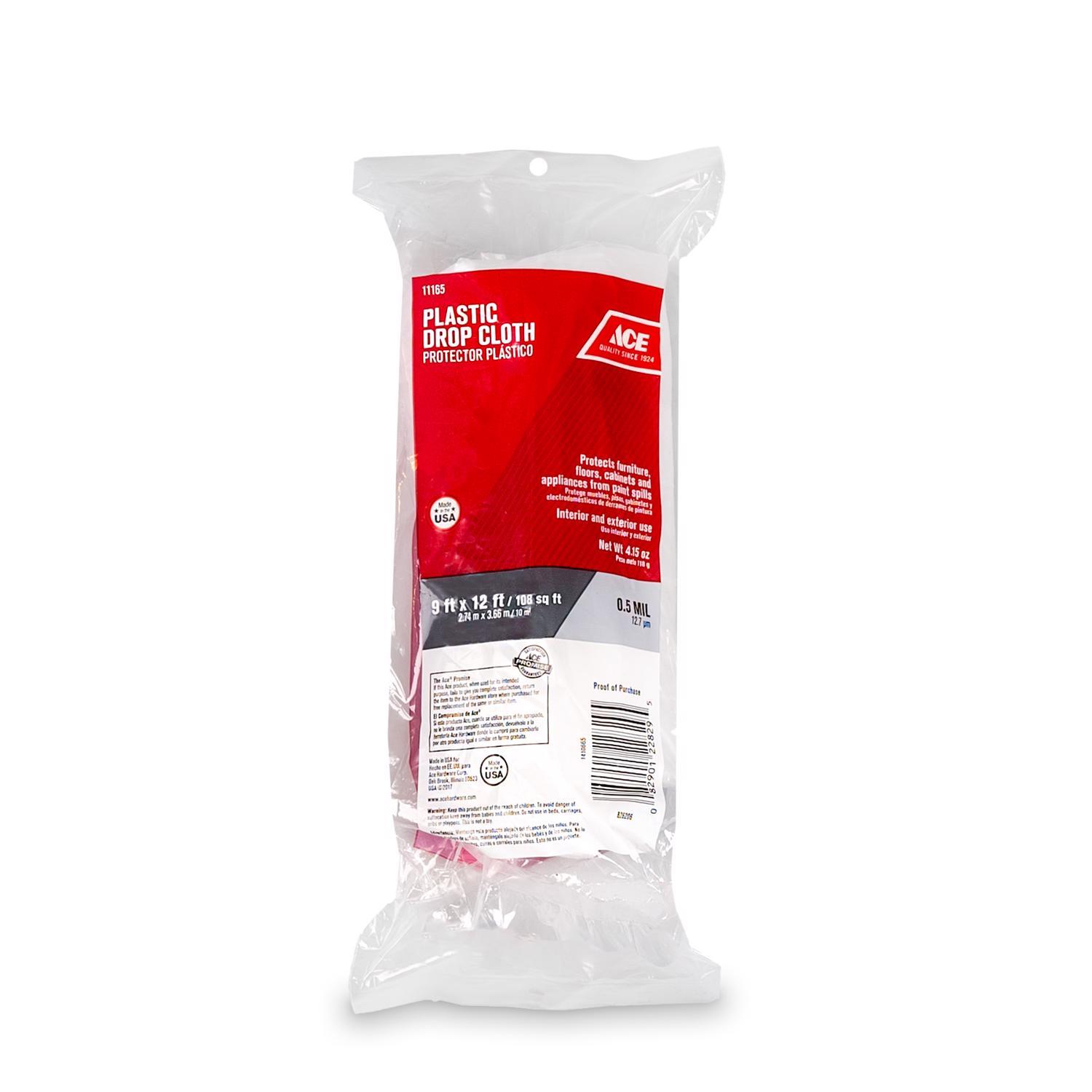Ace 9 ft. W X 12 ft. L X 0.5 mil 7 lb Plastic Drop Cloth 1 pk