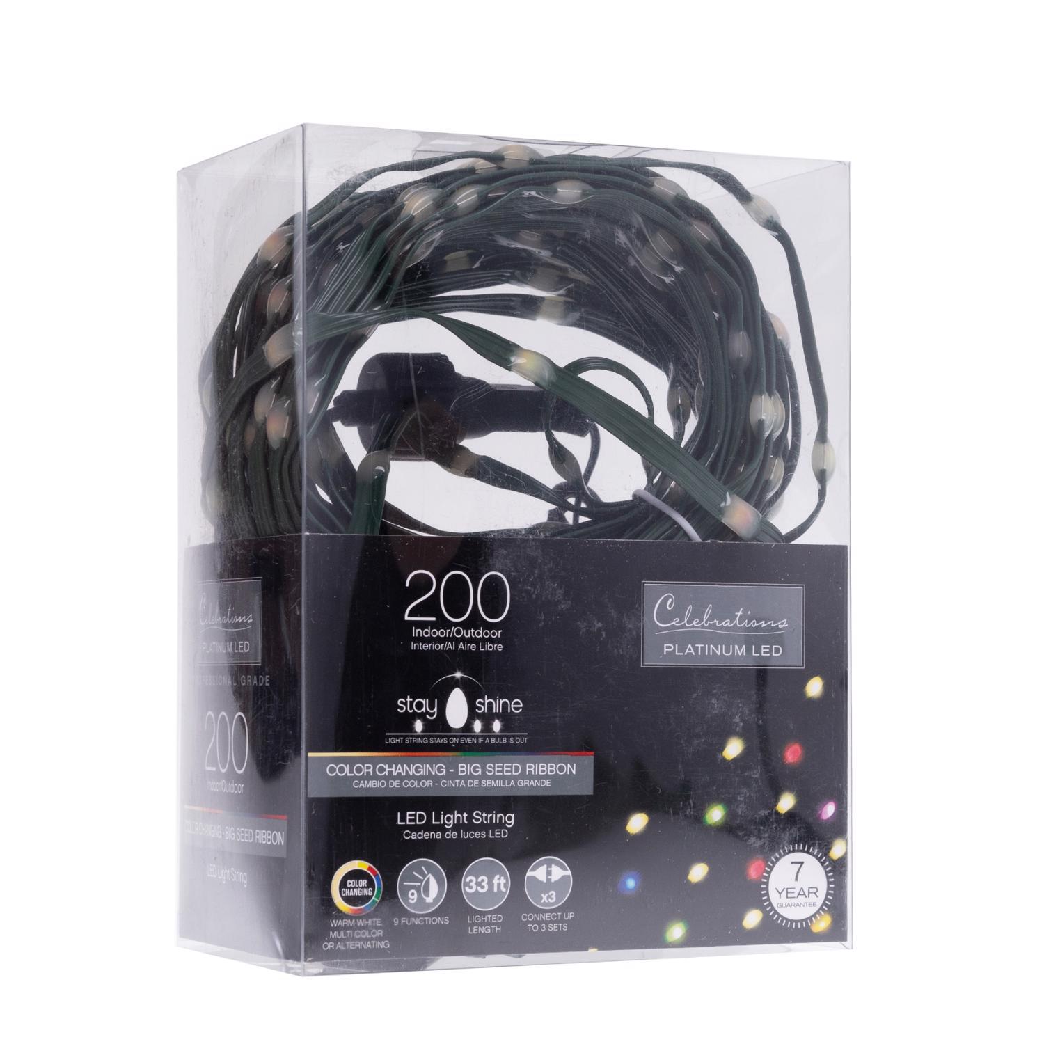 Celebrations Platinum LED Micro Multicolored 200 ct String Christmas Lights 33 ft.