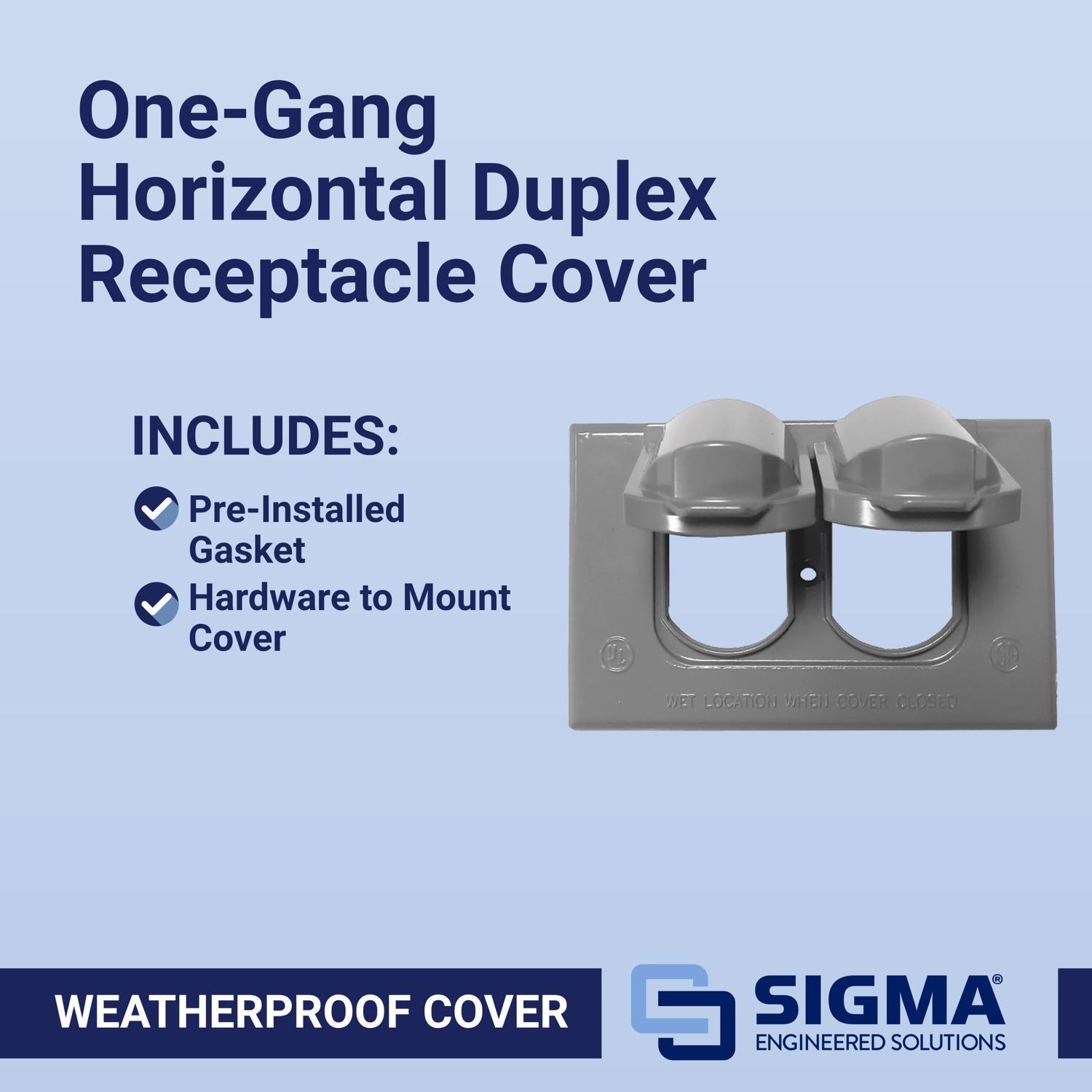 Sigma Engineered Solutions Rectangle Die-Cast Metal 1 gang 2.83 in. H X 4.57 in. W Horizontal Duplex