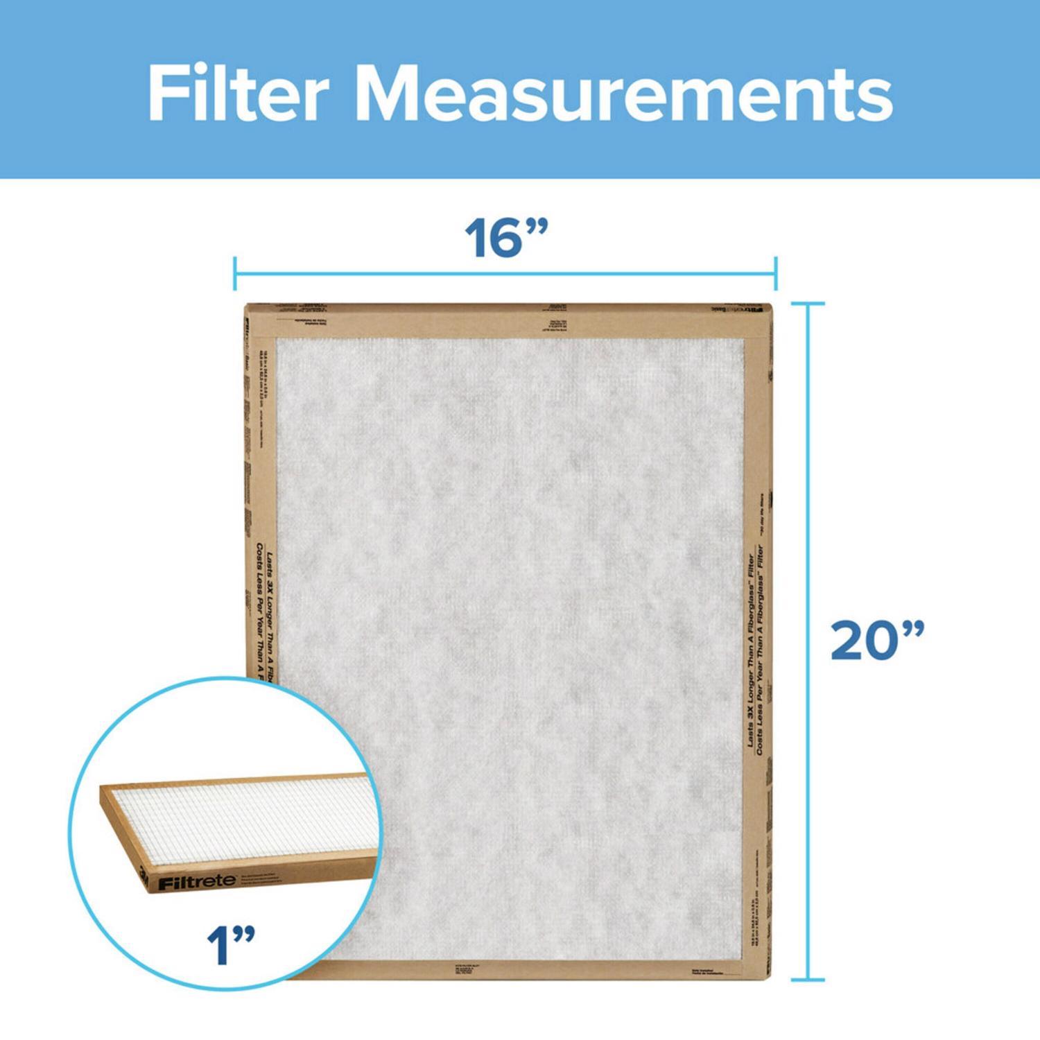 Filtrete 16 in. W X 20 in. H X 1 in. Synthetic 2 MERV Flat Panel Filter 2 pk
