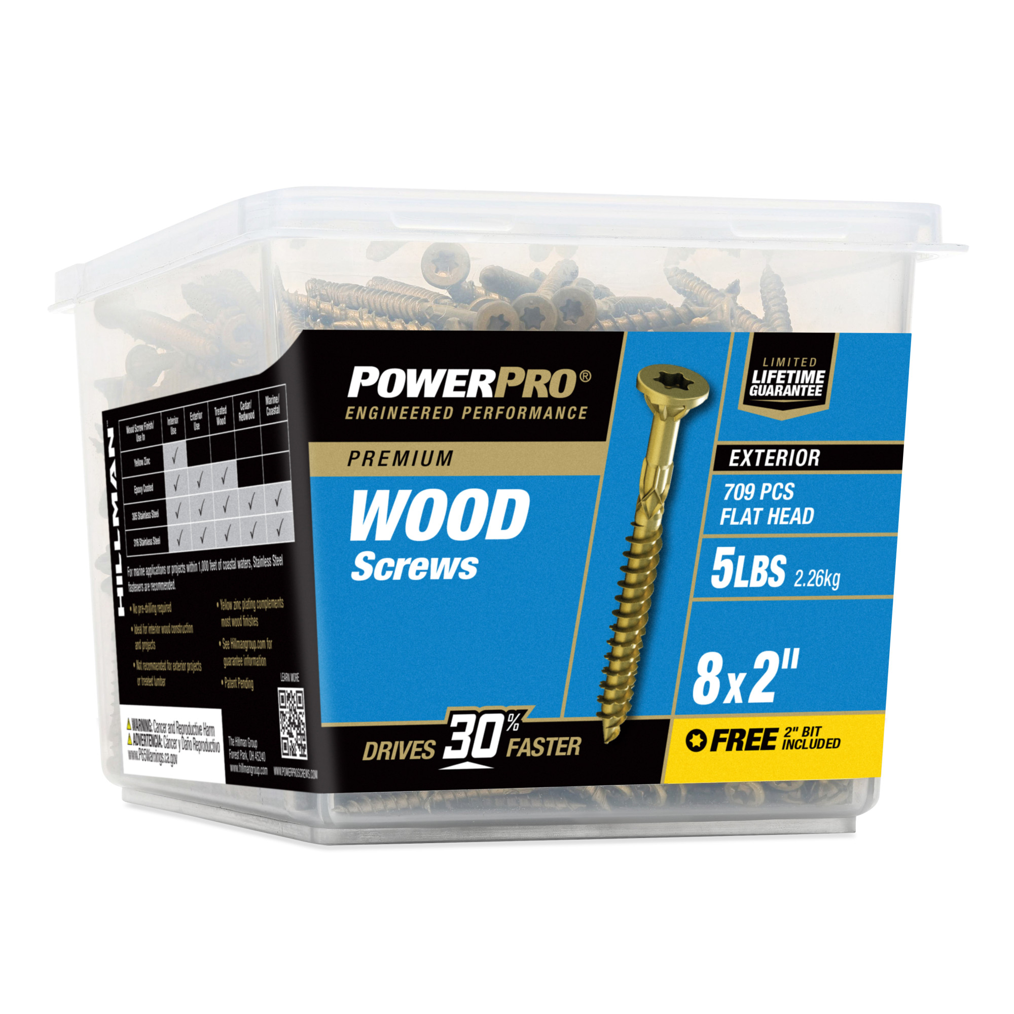 Power Pro Premium Exterior Wood Screws (#8 x 2 in.) - 709 pc