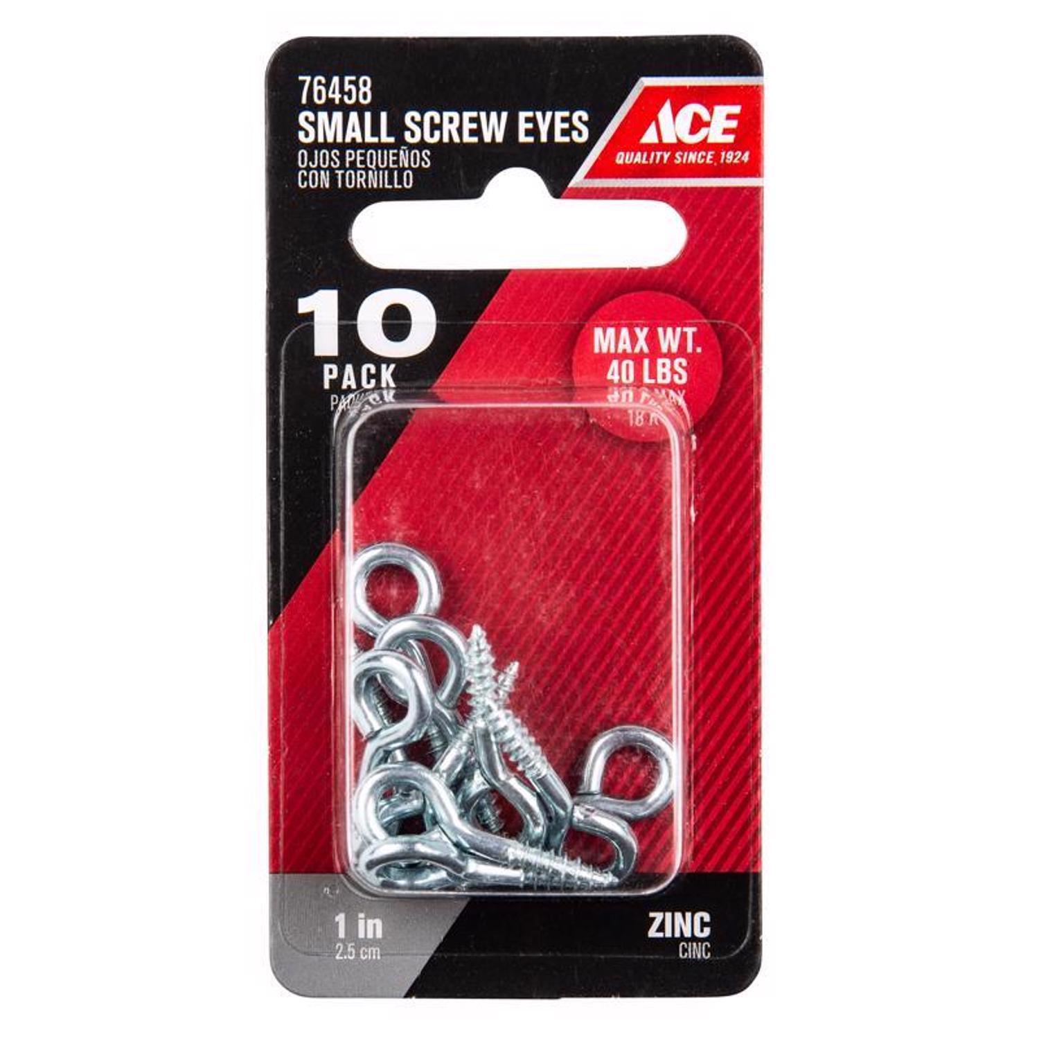 Ace 1/8 in. D X 1 in. L Zinc-Plated Steel Screw Eye 40 lb. cap. 10 pk
