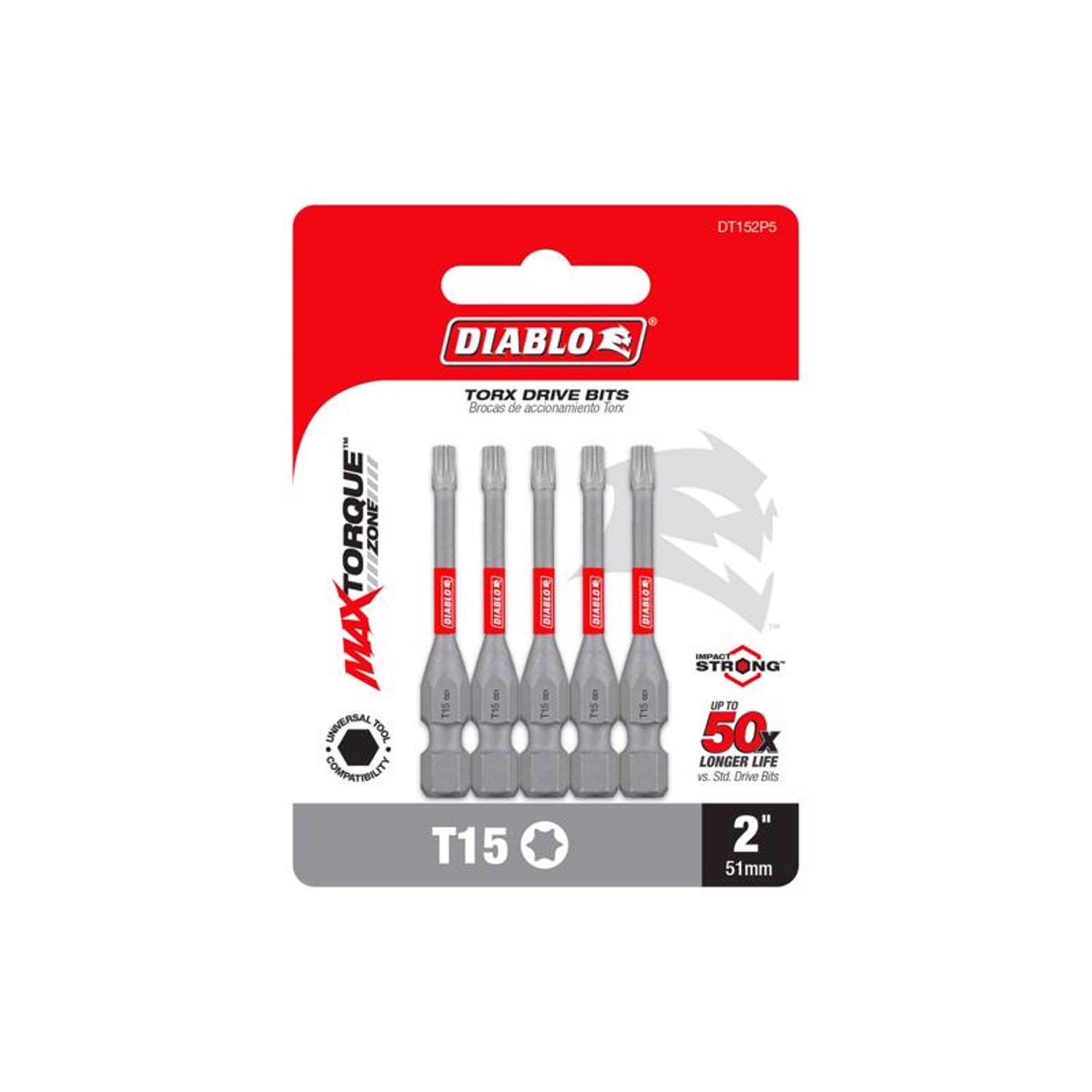 Diablo Torx #15 X 2 in. L Driver Bit Black Oxide 5 pk