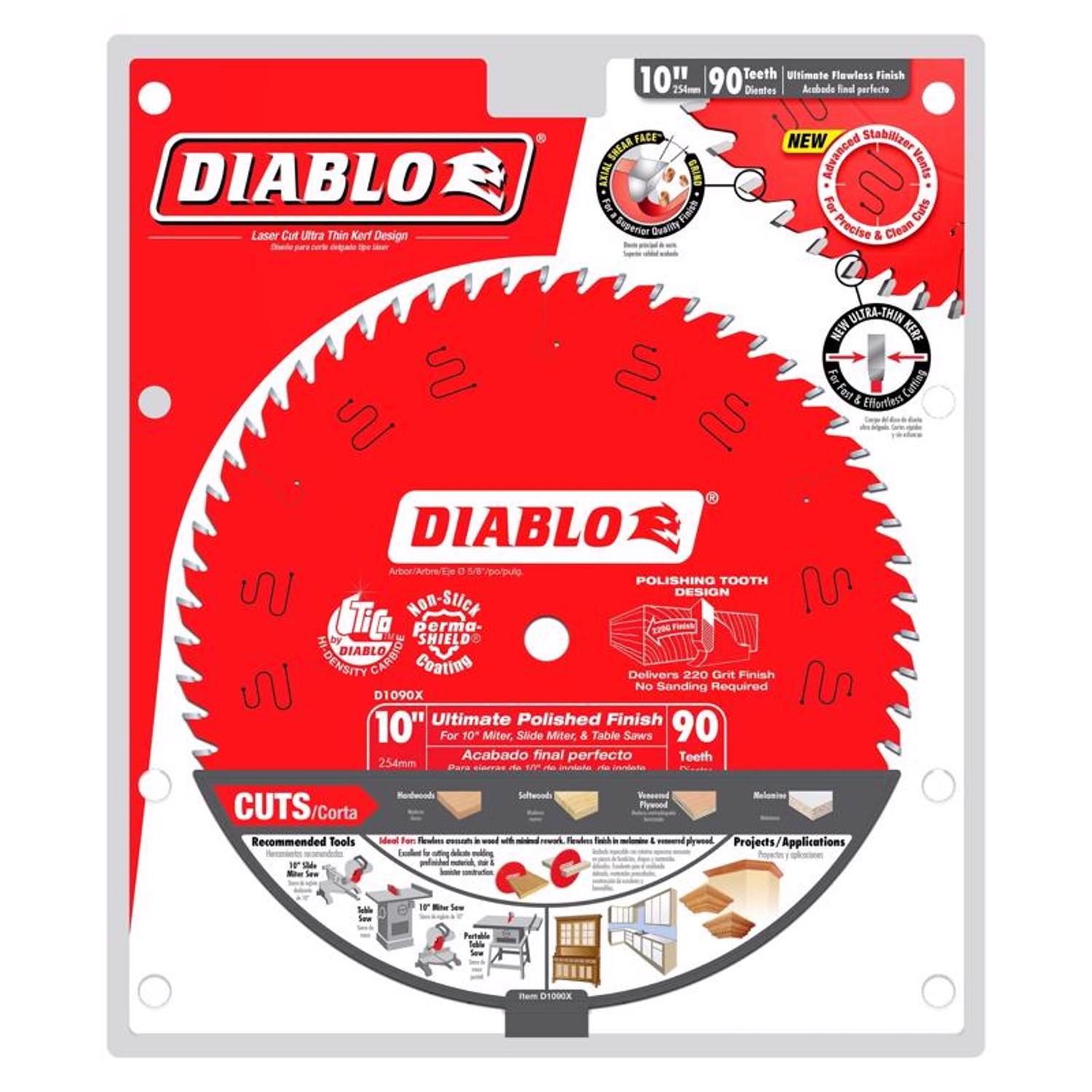 Diablo 10 in. D X 5/8 in. TiCo Hi-Density Carbide Circular Saw Blade 90 teeth 1 pk