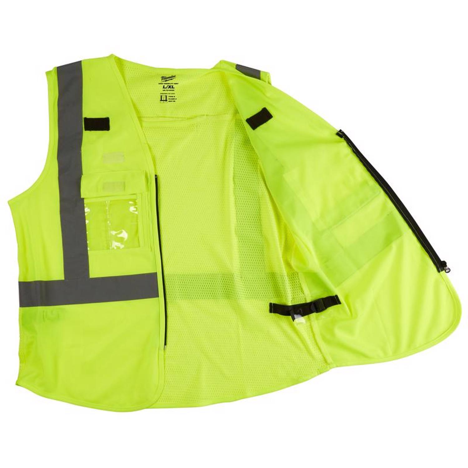 Milwaukee Class 2 with 10 Pockets Safety Vest High Visibility Yellow L/XL