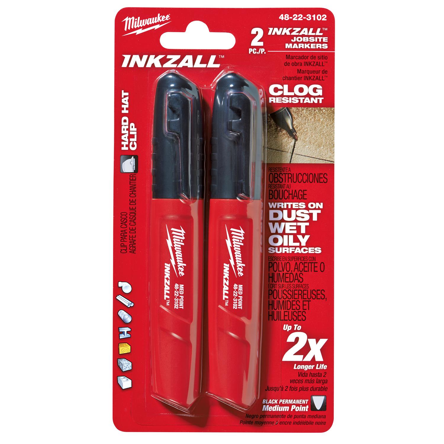 Milwaukee INKZALL Black Medium Tip Jobsite Marker 2 pk