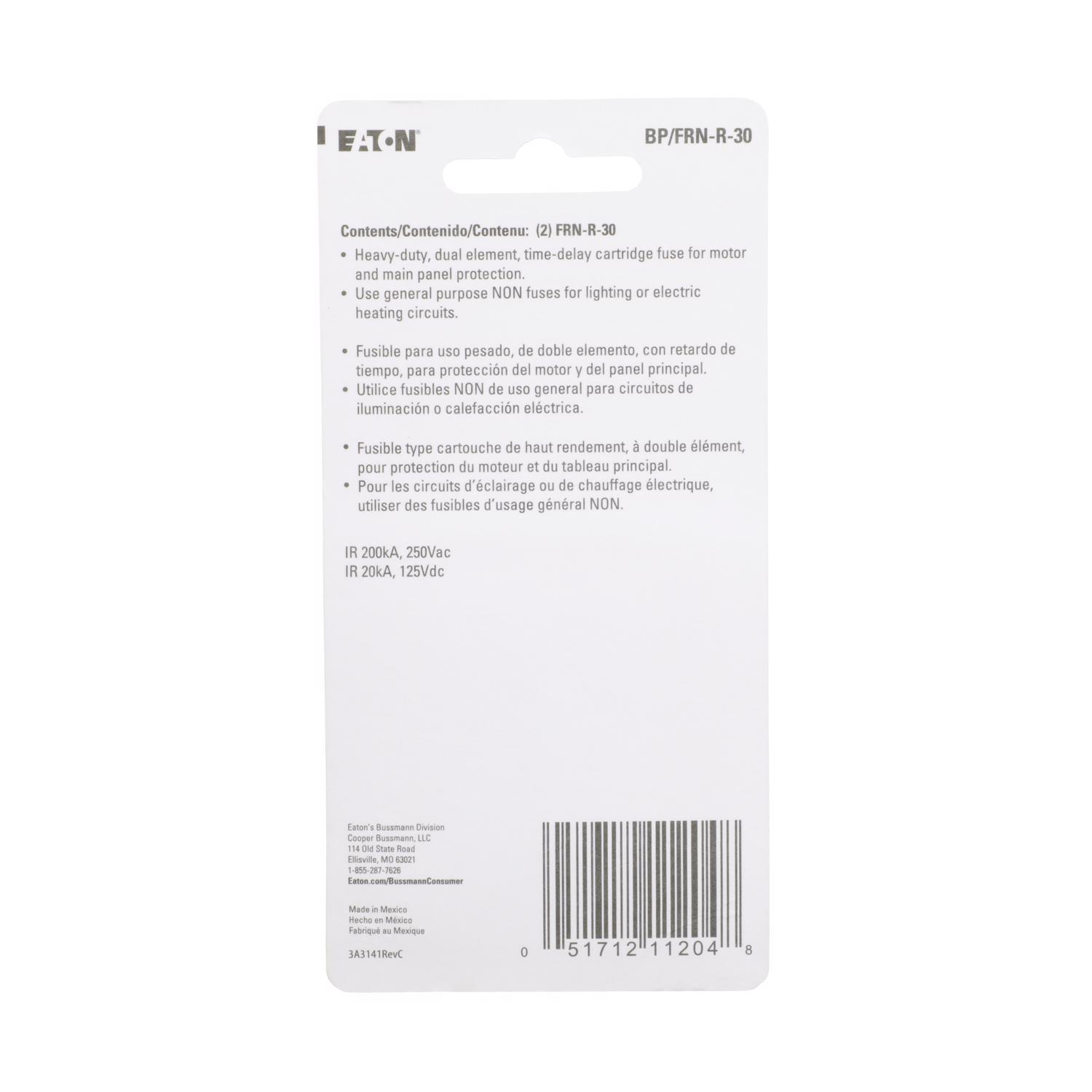Bussmann 30 amps Dual Element Time Delay Fuse 2 pk