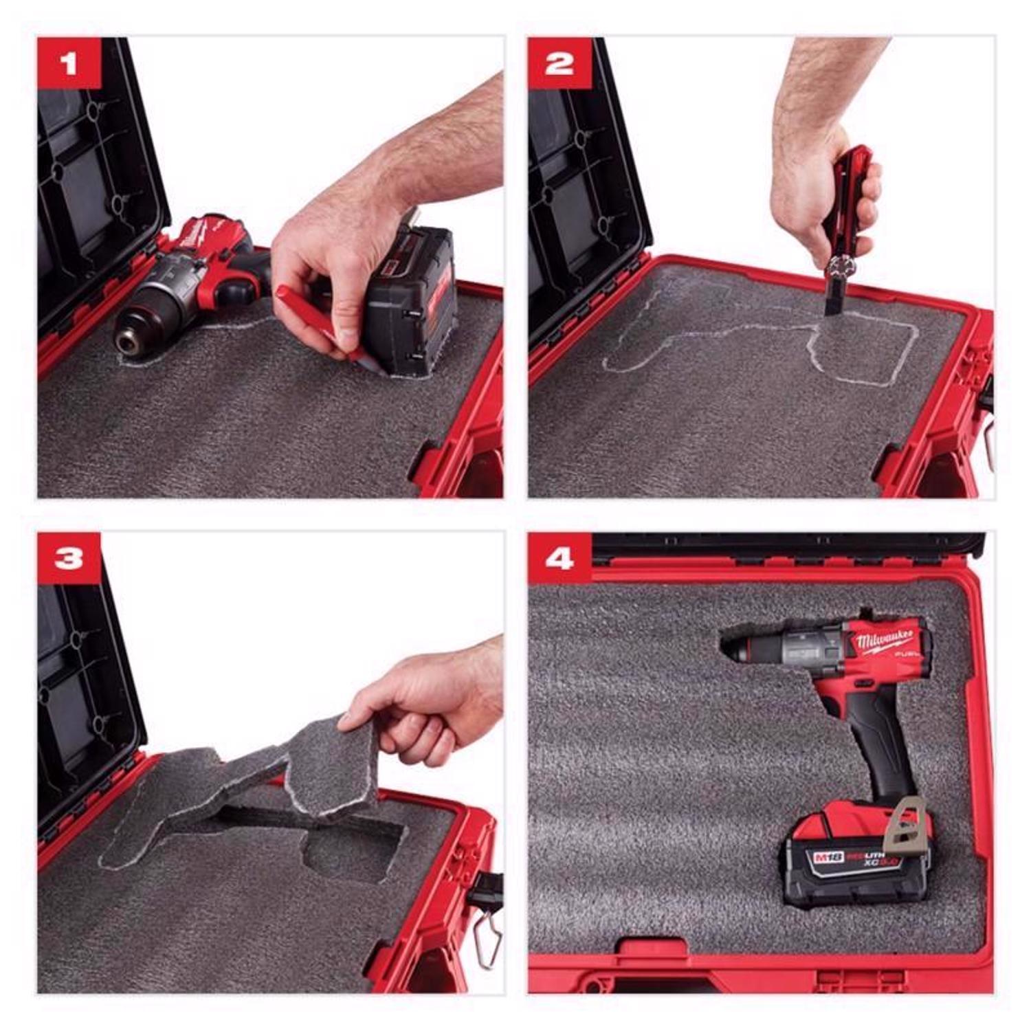 Milwaukee Packout 16 in. Portable Modular Tool Case with Foam Insert Black/Red