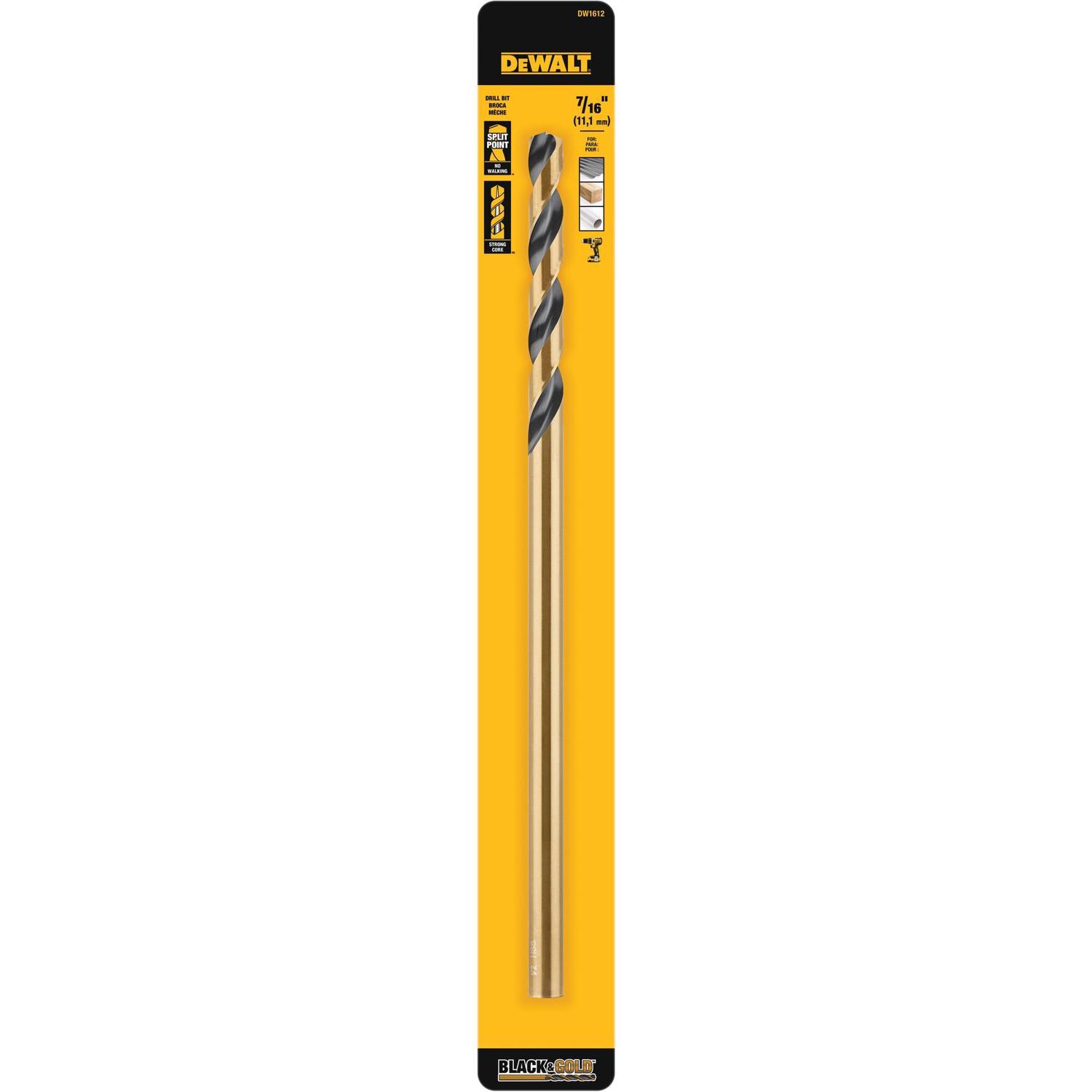 DEWALT Black & Gold 7/16 in. X 12 in. L High Speed Steel Split Point Aircraft Drill Bit Straight Sha