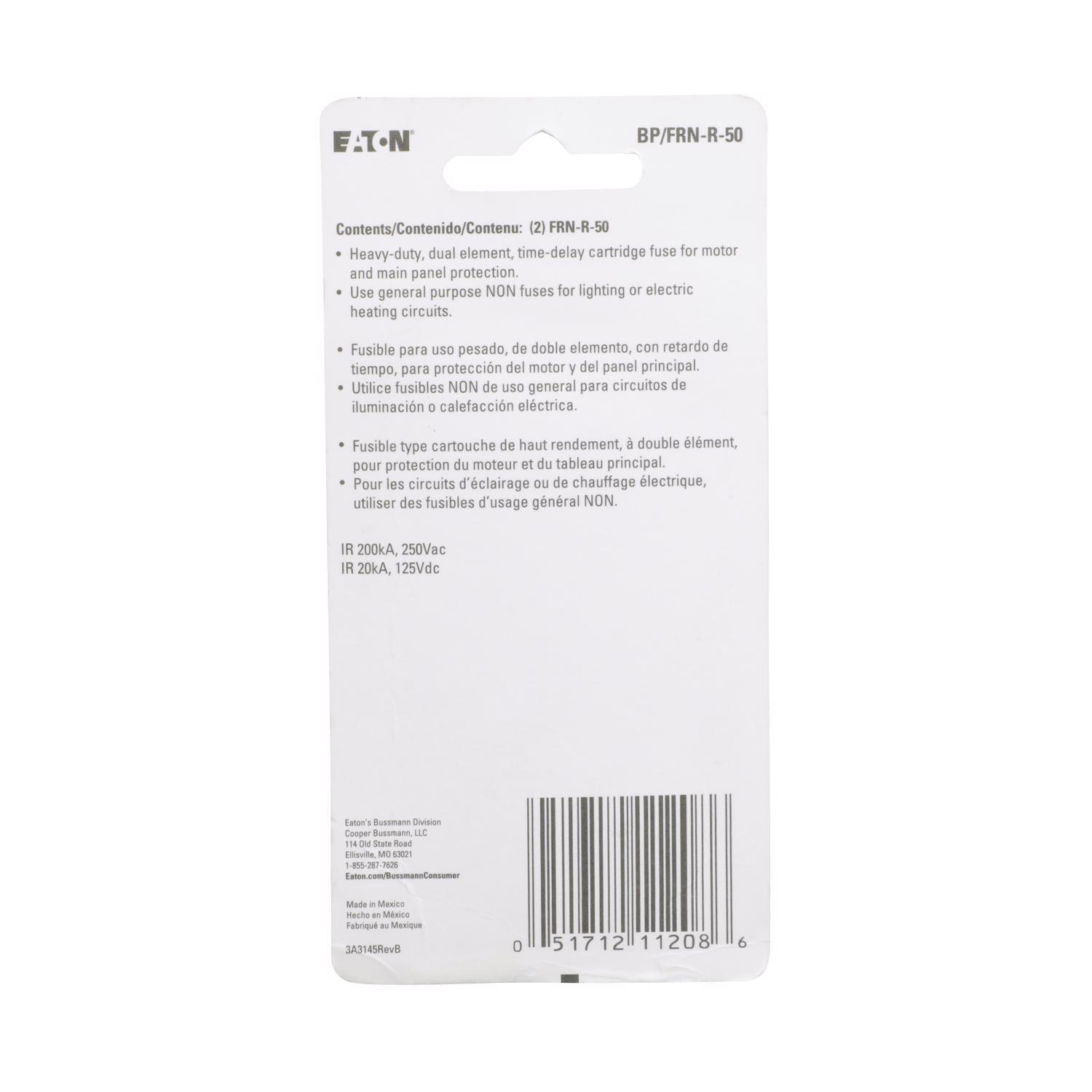 Bussmann 50 amps Dual Element Time Delay Fuse 2 pk