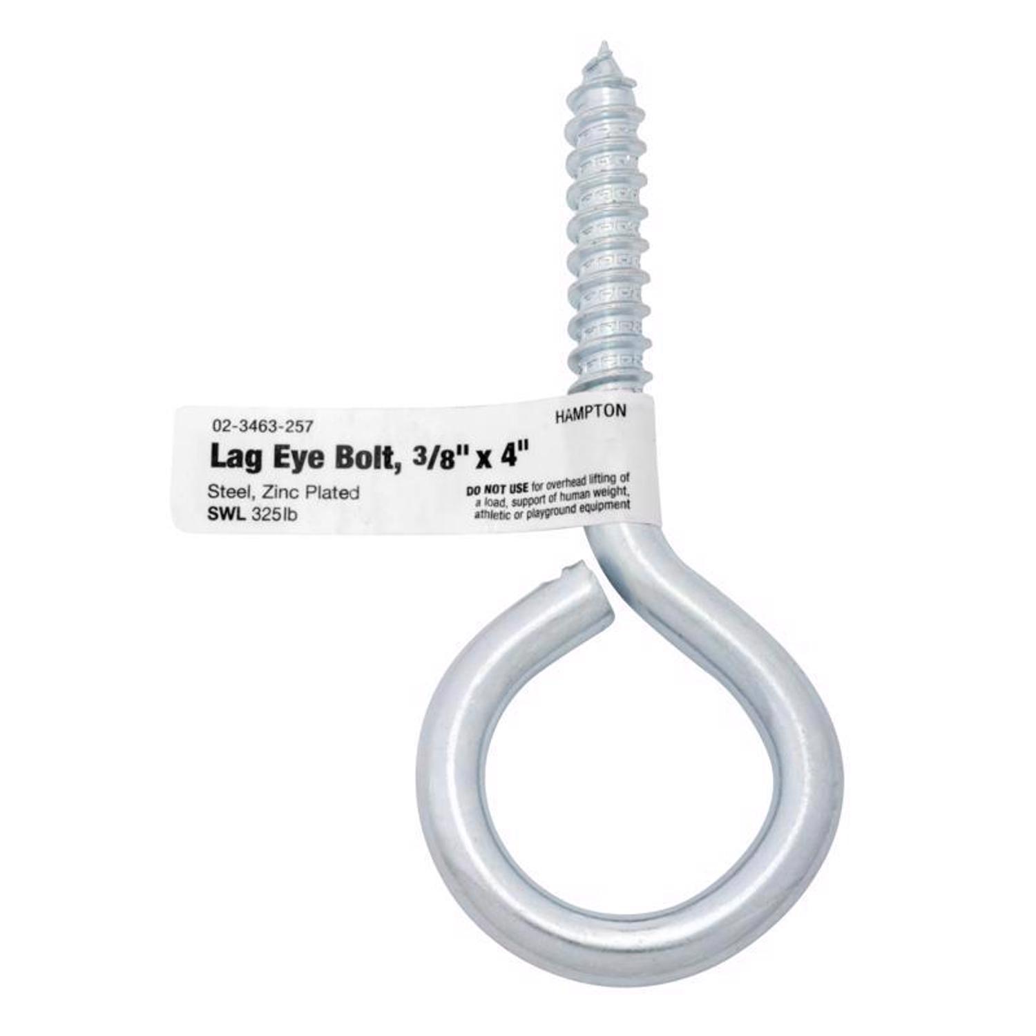 Hampton 3/8 in. X 4 in. L Zinc-Plated Steel Lag Thread Eyebolt
