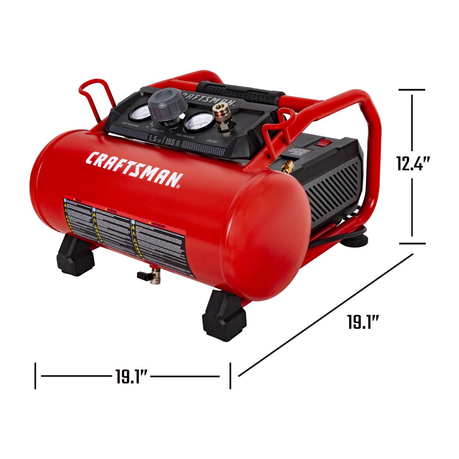 Craftsman 3 gal Horizontal Portable Air Compressor 155 psi 1.5 HP